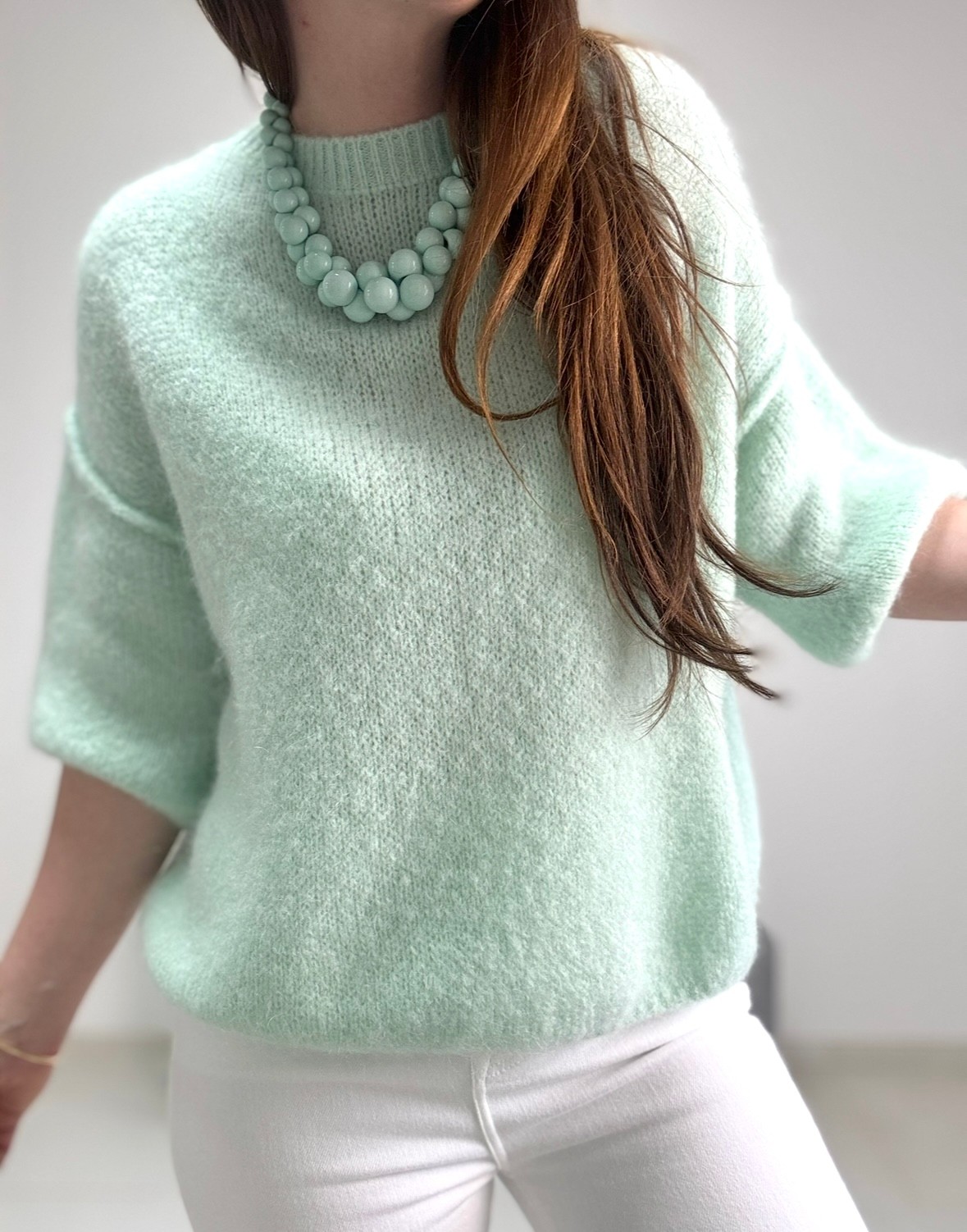 Strickshirt mit Naht - Mint