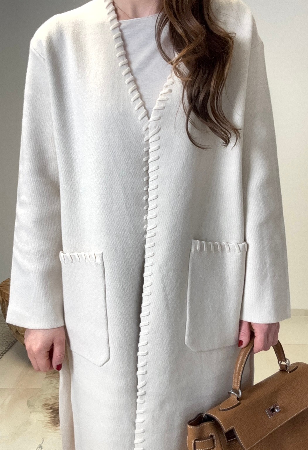 Cardigan mit breiter Naht - Creme