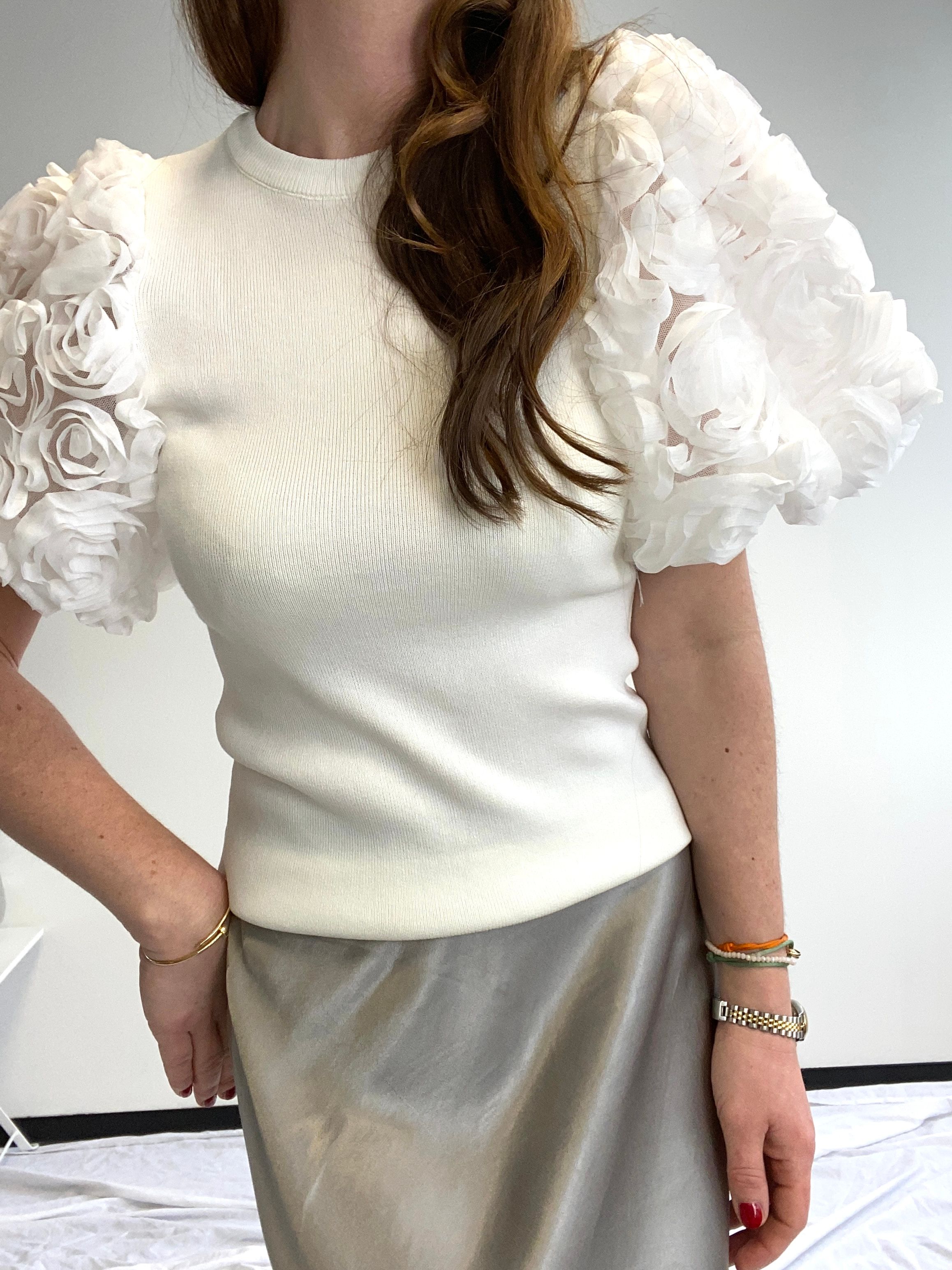 Shirt mit Ballonärmel - Weiß