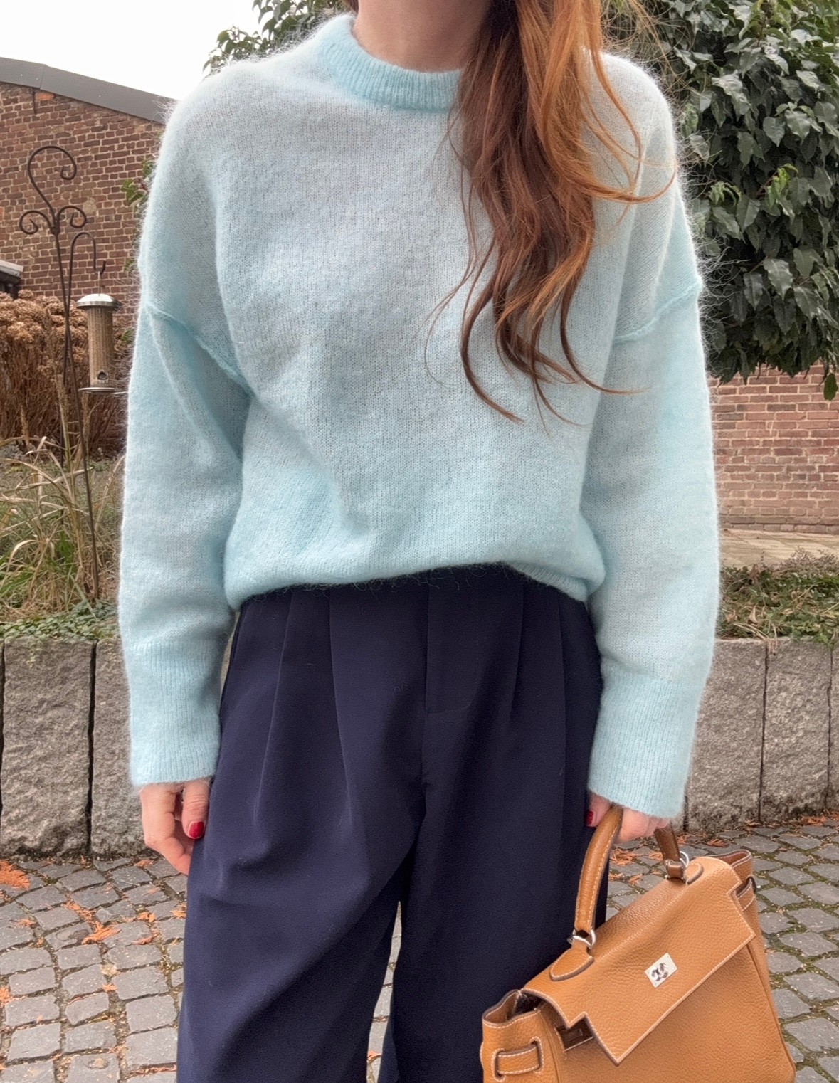 Oversize Pullover mit Naht - Hellblau