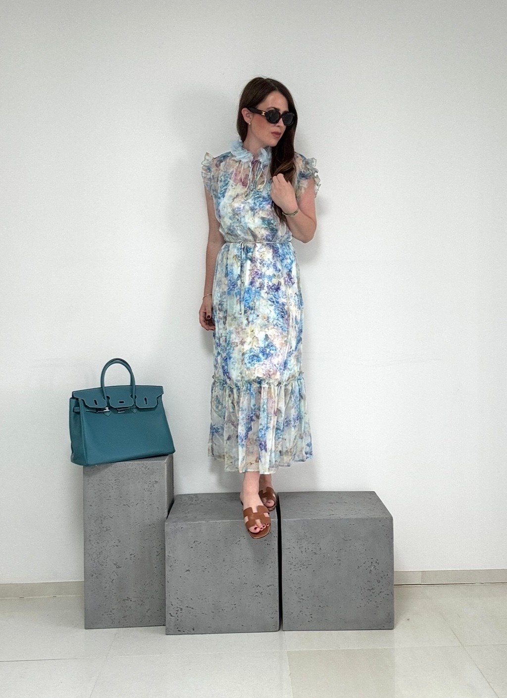 Midi-Kleid mir Print - Blau