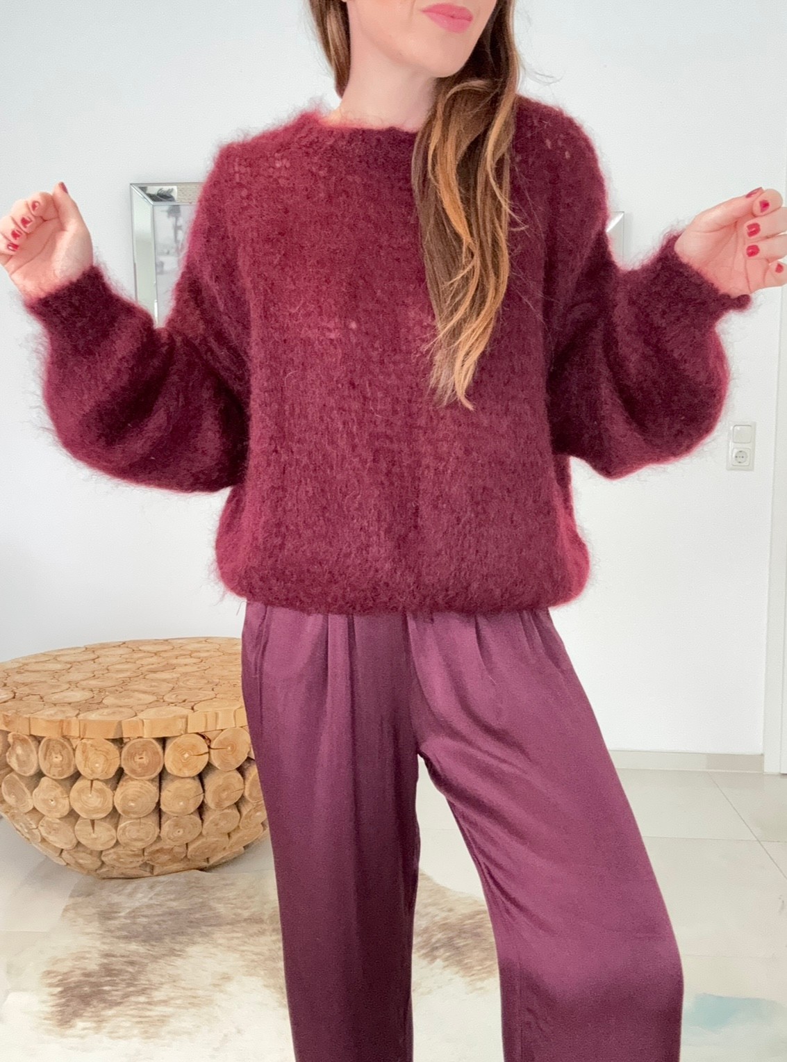 Mohair-Pullover - Burgunder