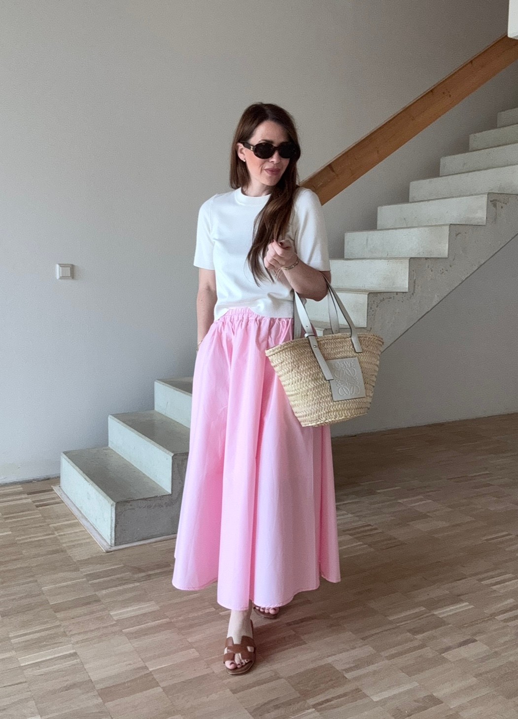 Luftiger Rock mit Taschen - Rose 