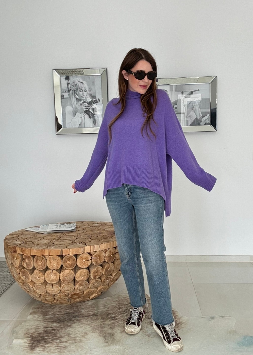 Rollkragenpullover aus Alpaka- Lila/Flieder
