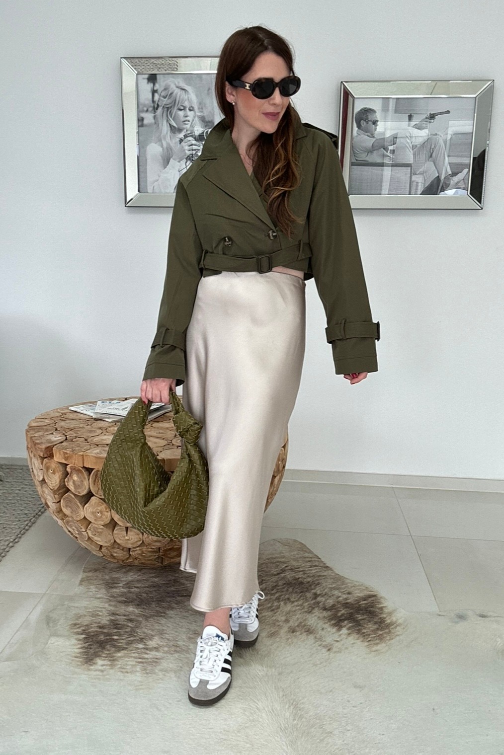 Verkürzte Trenchjacke - Khaki