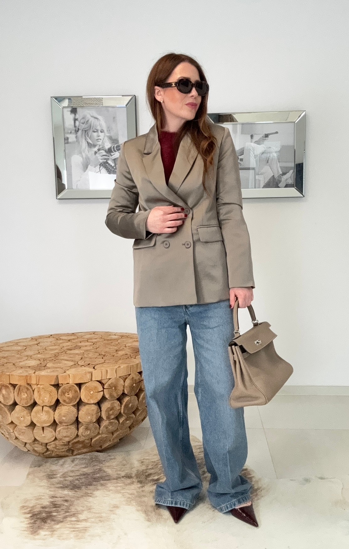 Satin Blazer - Taupe