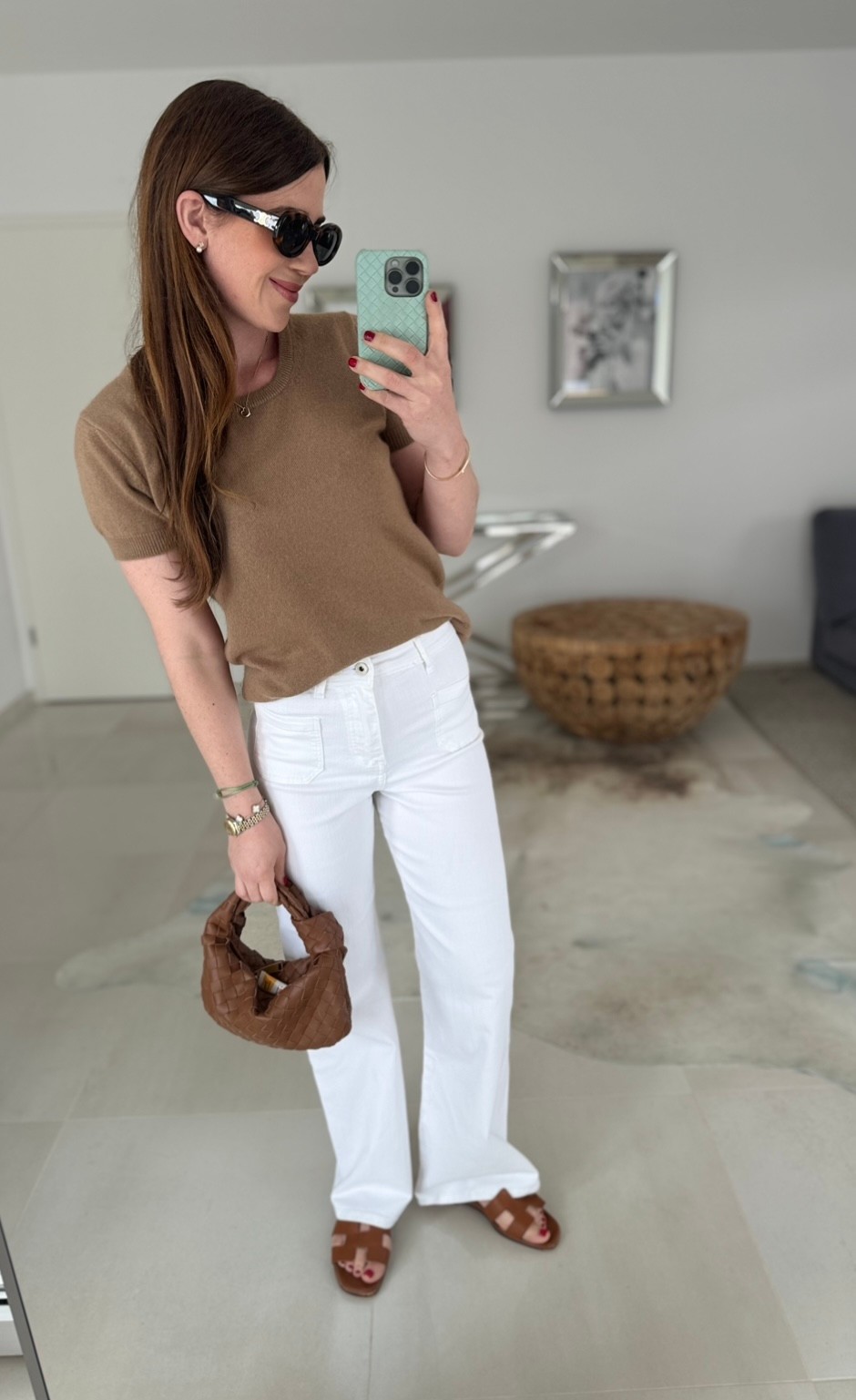 Jeans mit aufgesetzten Taschen - Weiß