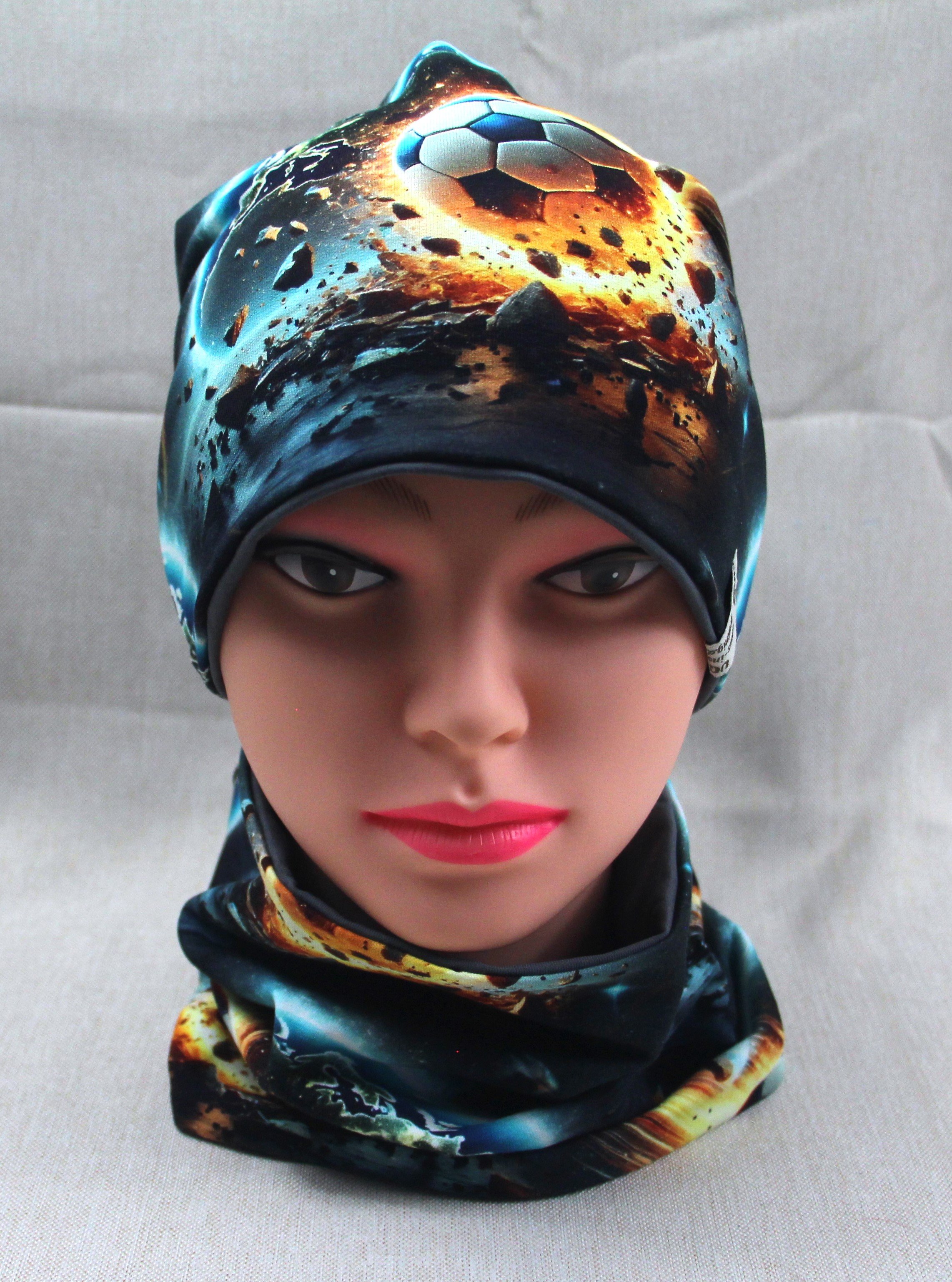 Beanie-Set, Fußball, bunt