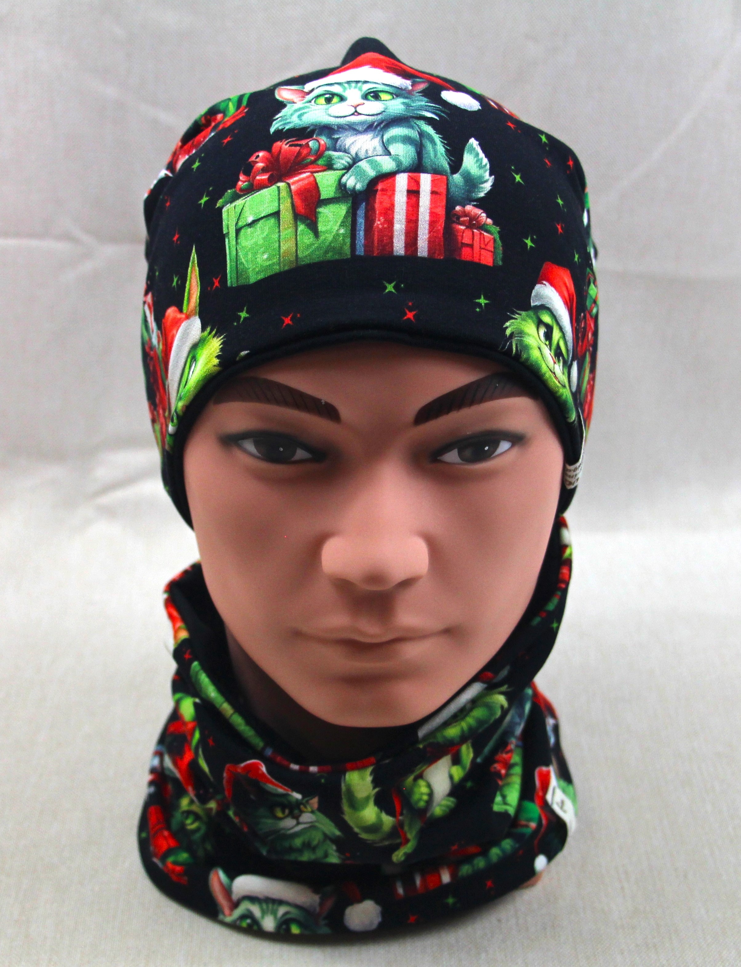 Beanie-Set, Chemomütze, Weihnachtskatze