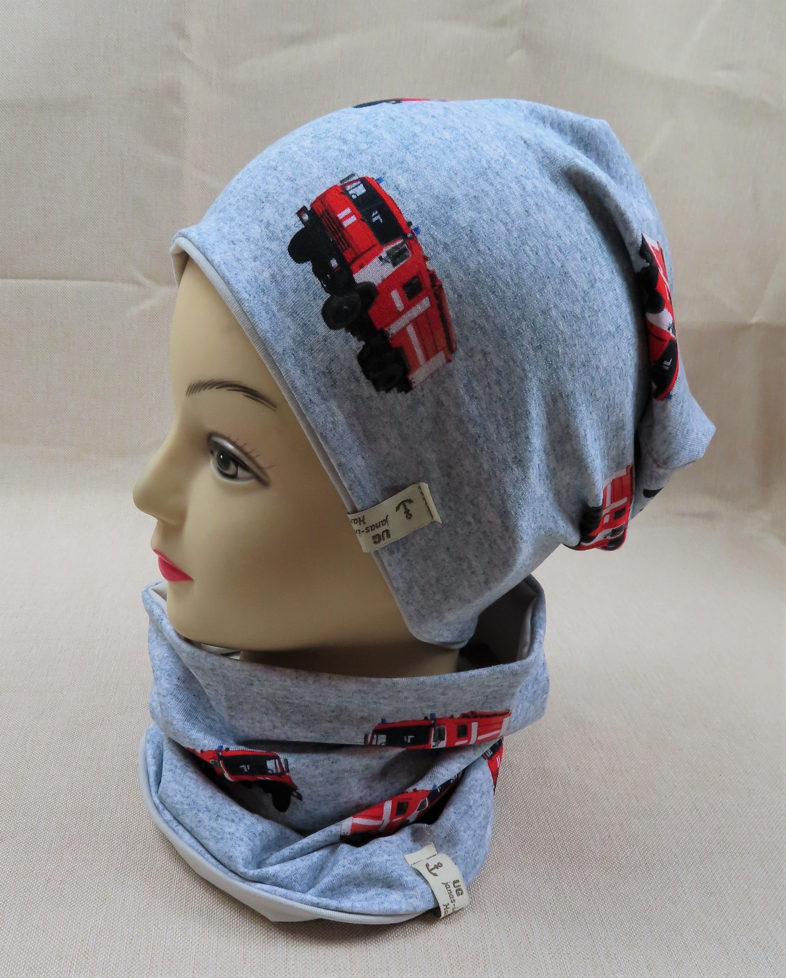 Beanie-Set, Feuerwehr, grau