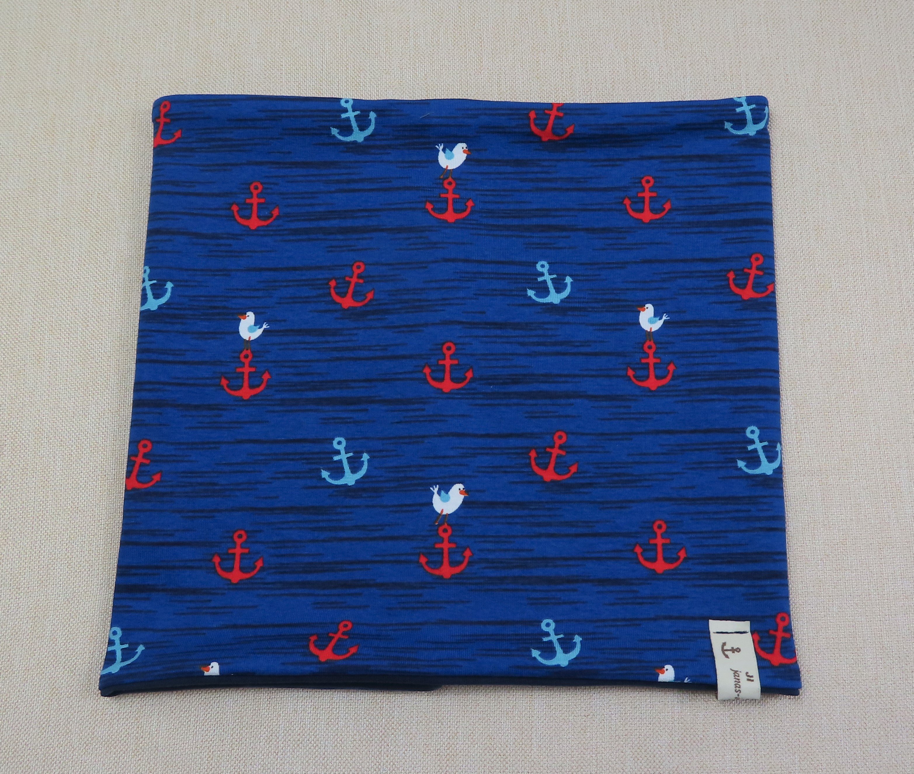 Beanie-Set, Chemomütze, Anker blau mit Möwe