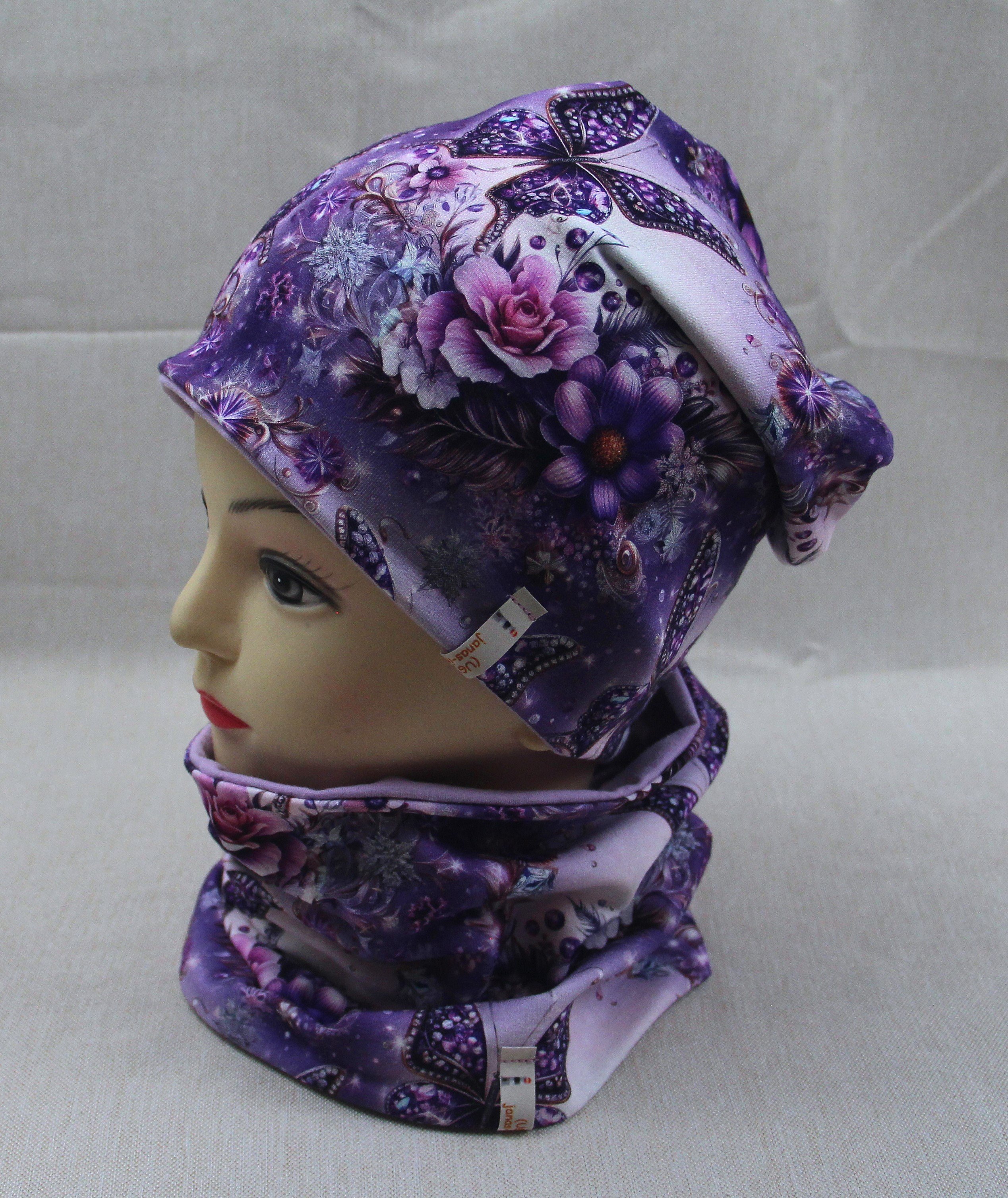 Beanie-Set, Schmetterling, lila