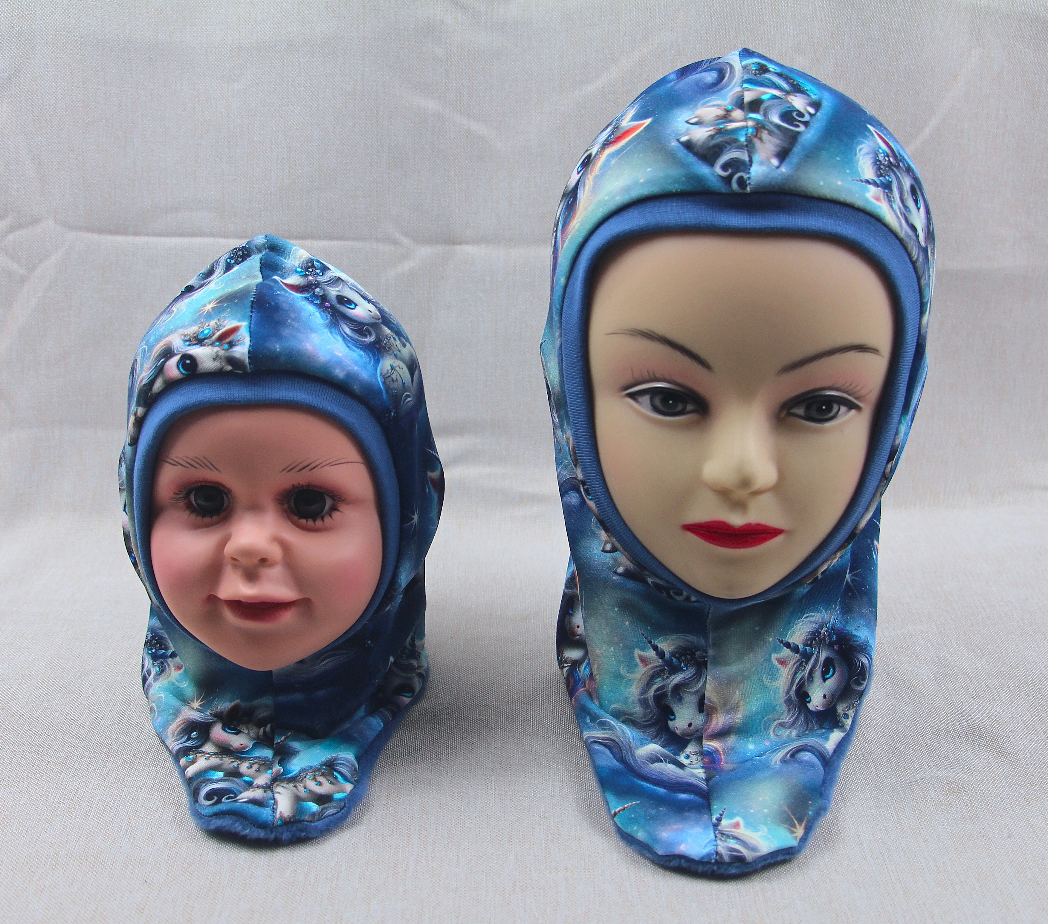 Schlupfmütze, Einhorn, blau, Wintermütze