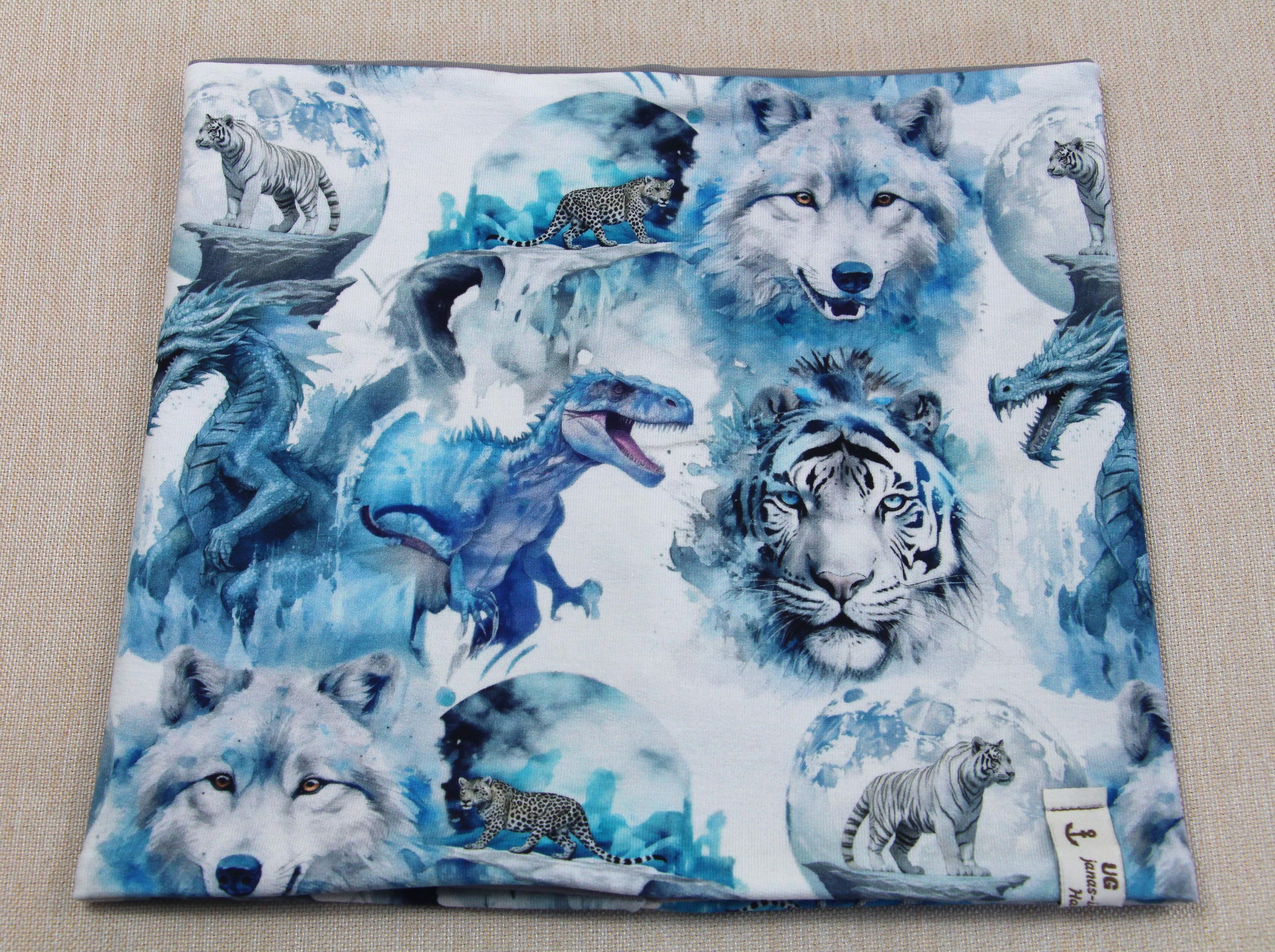 Beanie-Set, Chemomütze, Drache mit Tiger mit Gepard mit Dino mit Wolf