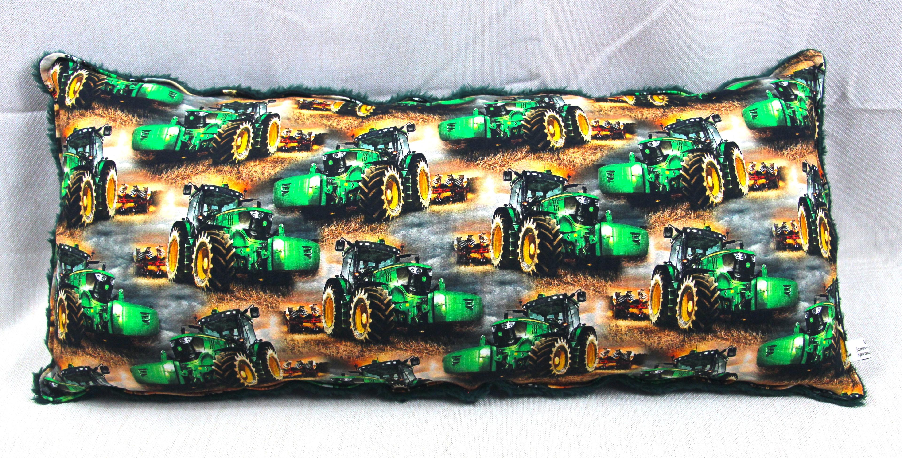 Kuschelkissen, Traktor grün, dunkelgrün, 60x30cm