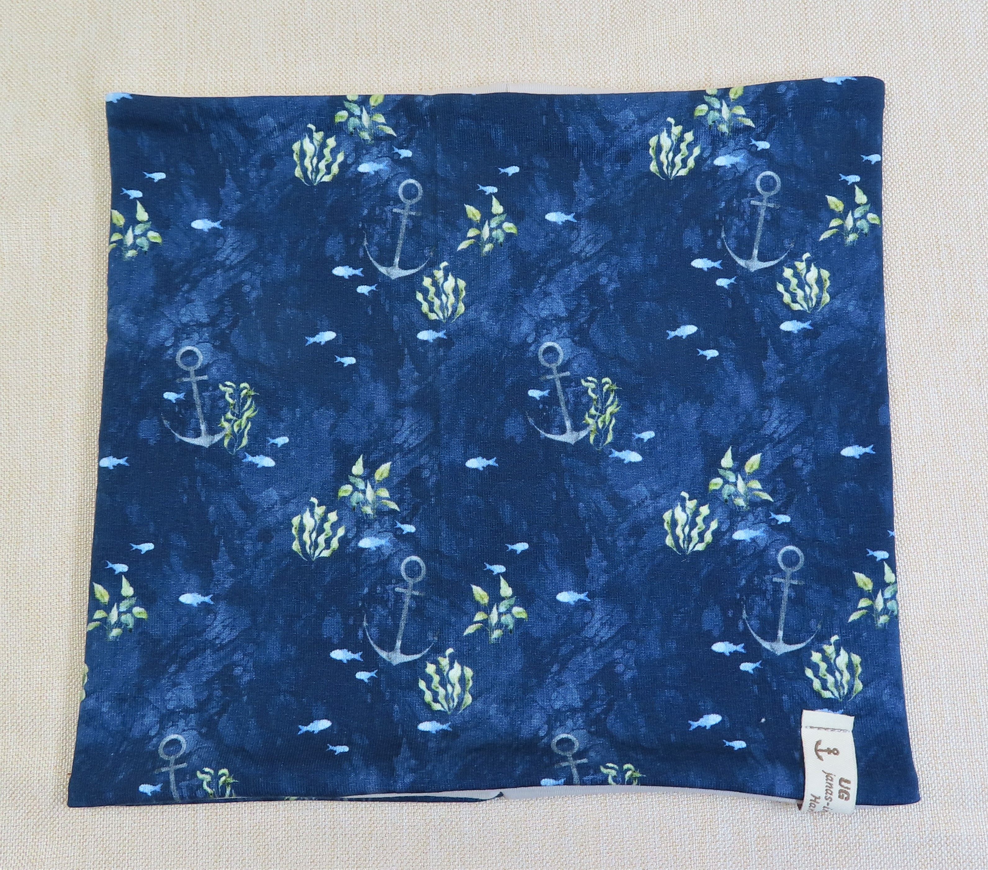 Beanie-Set, Anker mit Fischen und Algen, maritim