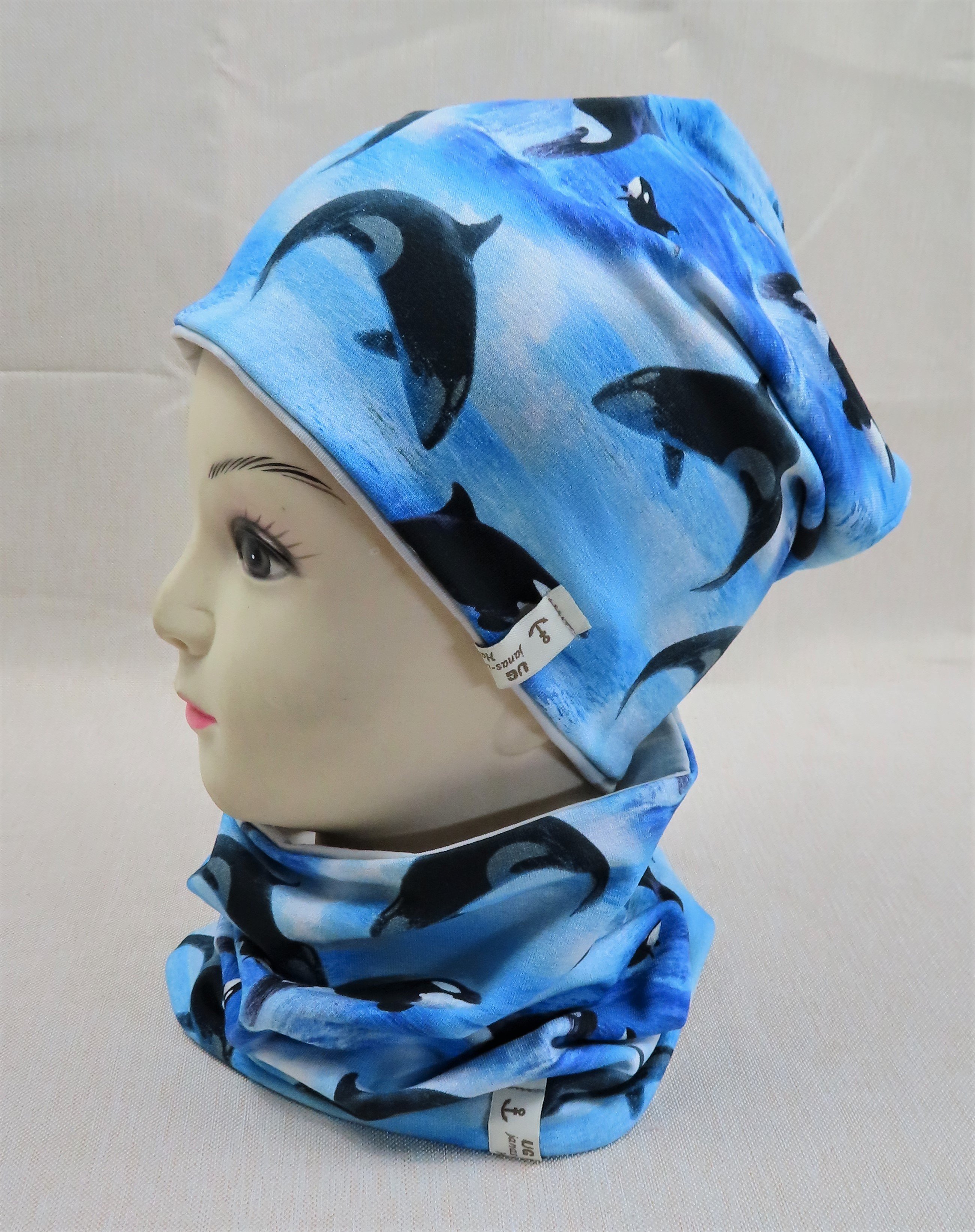 Beanie-Set, Orca-Wal, maritim