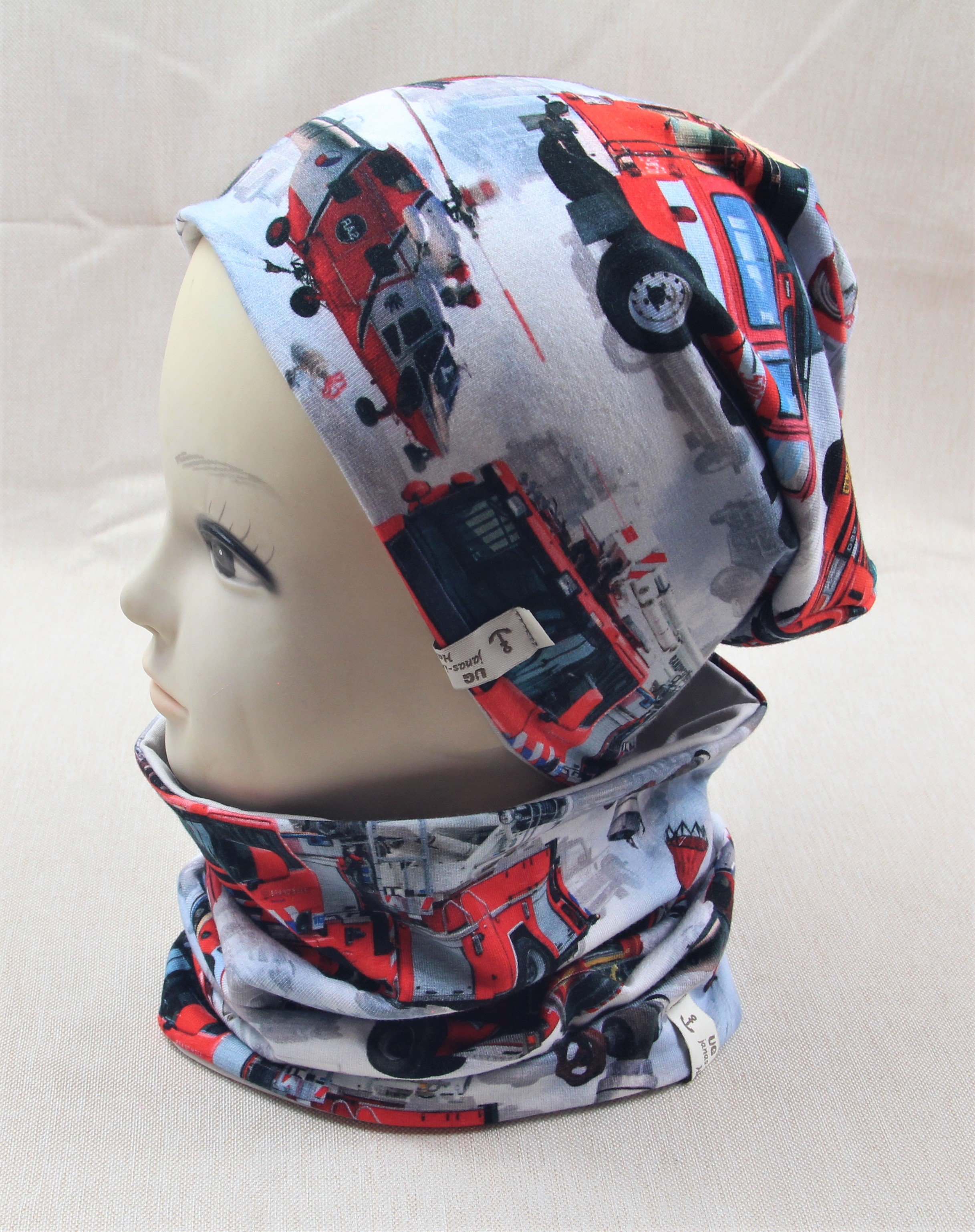 Beanie-Set, Rettungsfahrzeuge, Hubschrauber, Krankenwagen, Feuerwehr