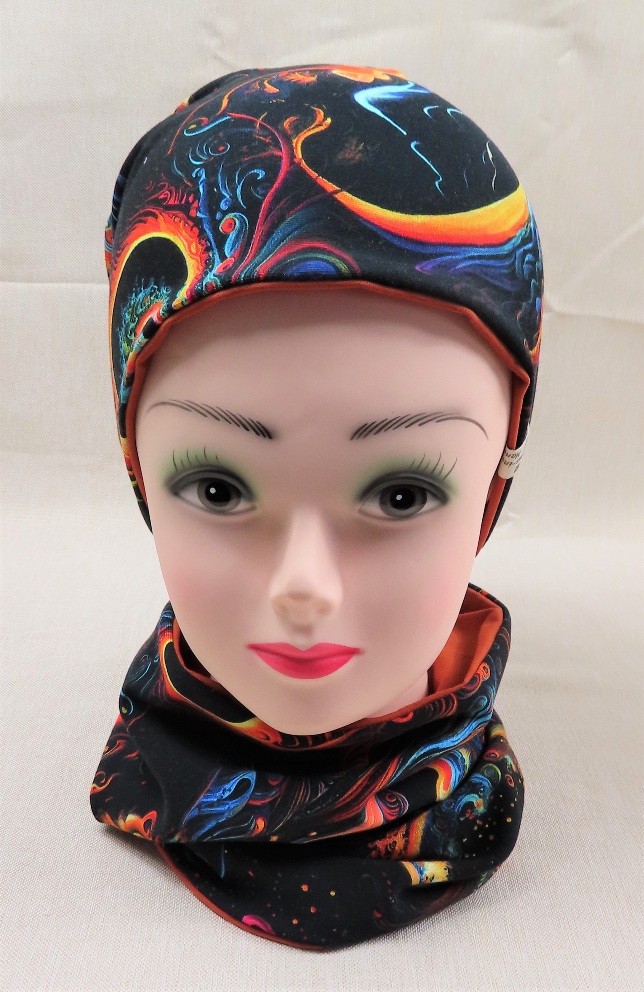 Beanie-Set, Chemomütze, fire fractal