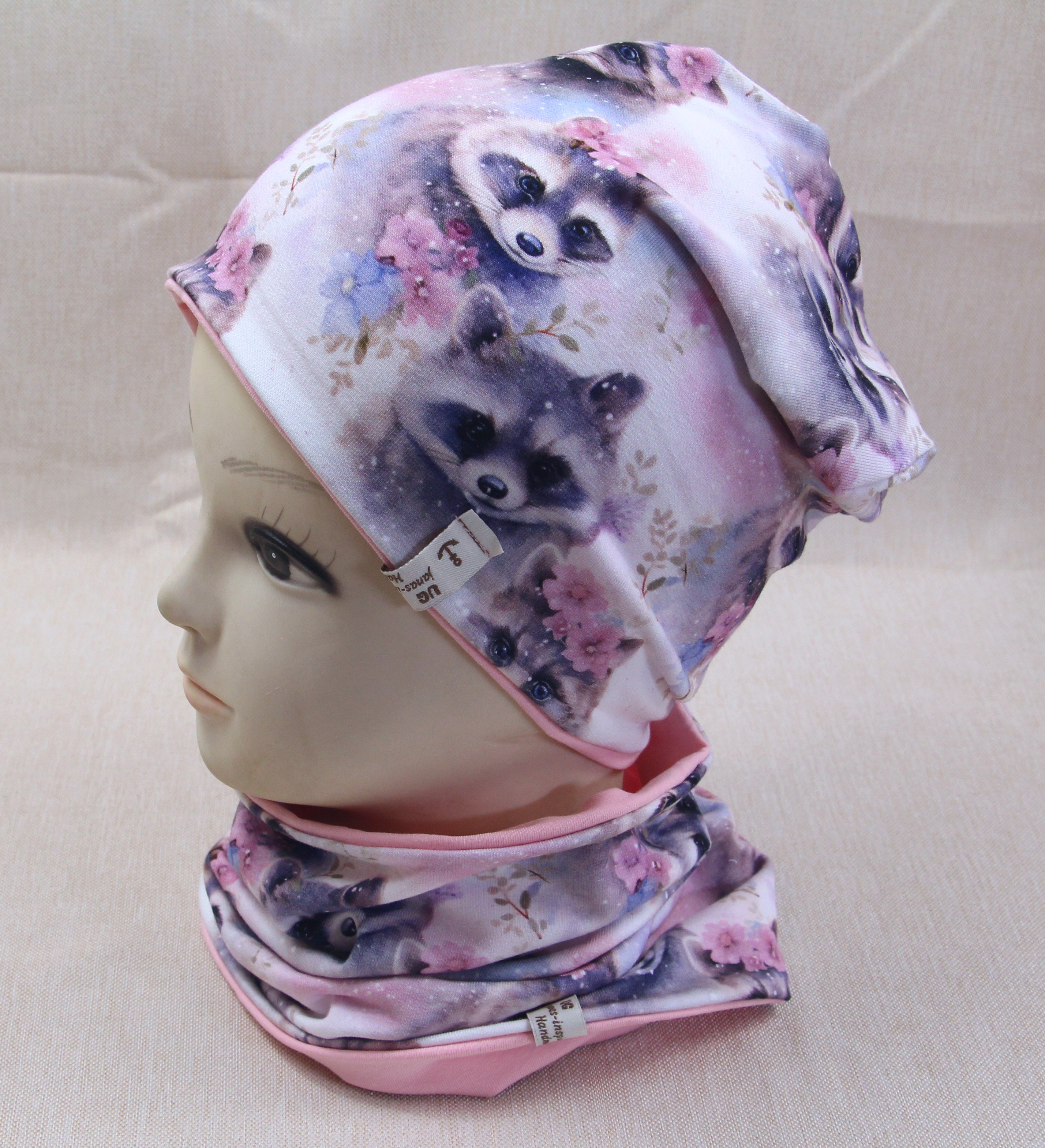 Beanie-Set, süße Waschbärin