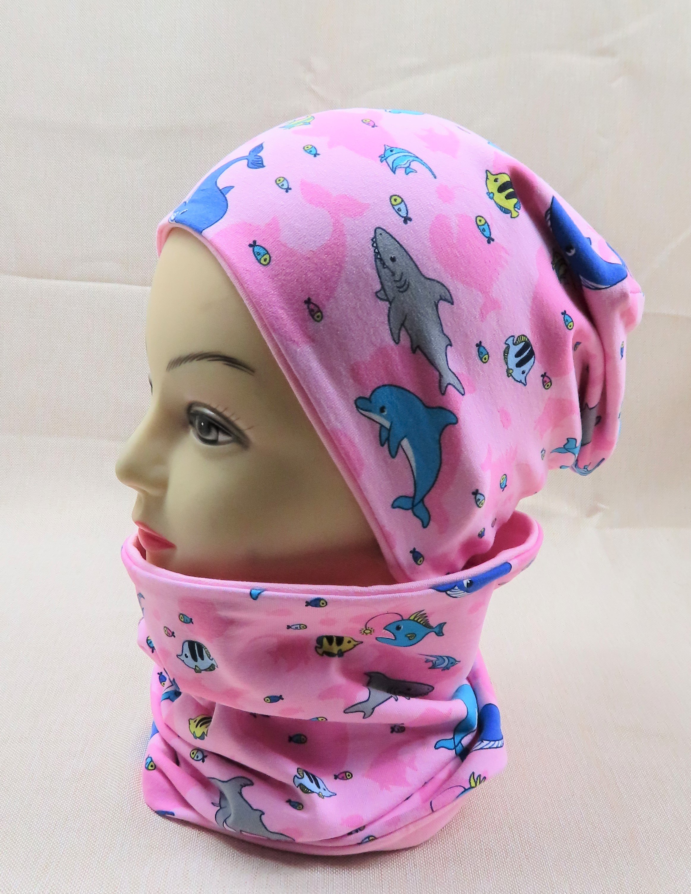 Beanie-Set, Fische, rosa