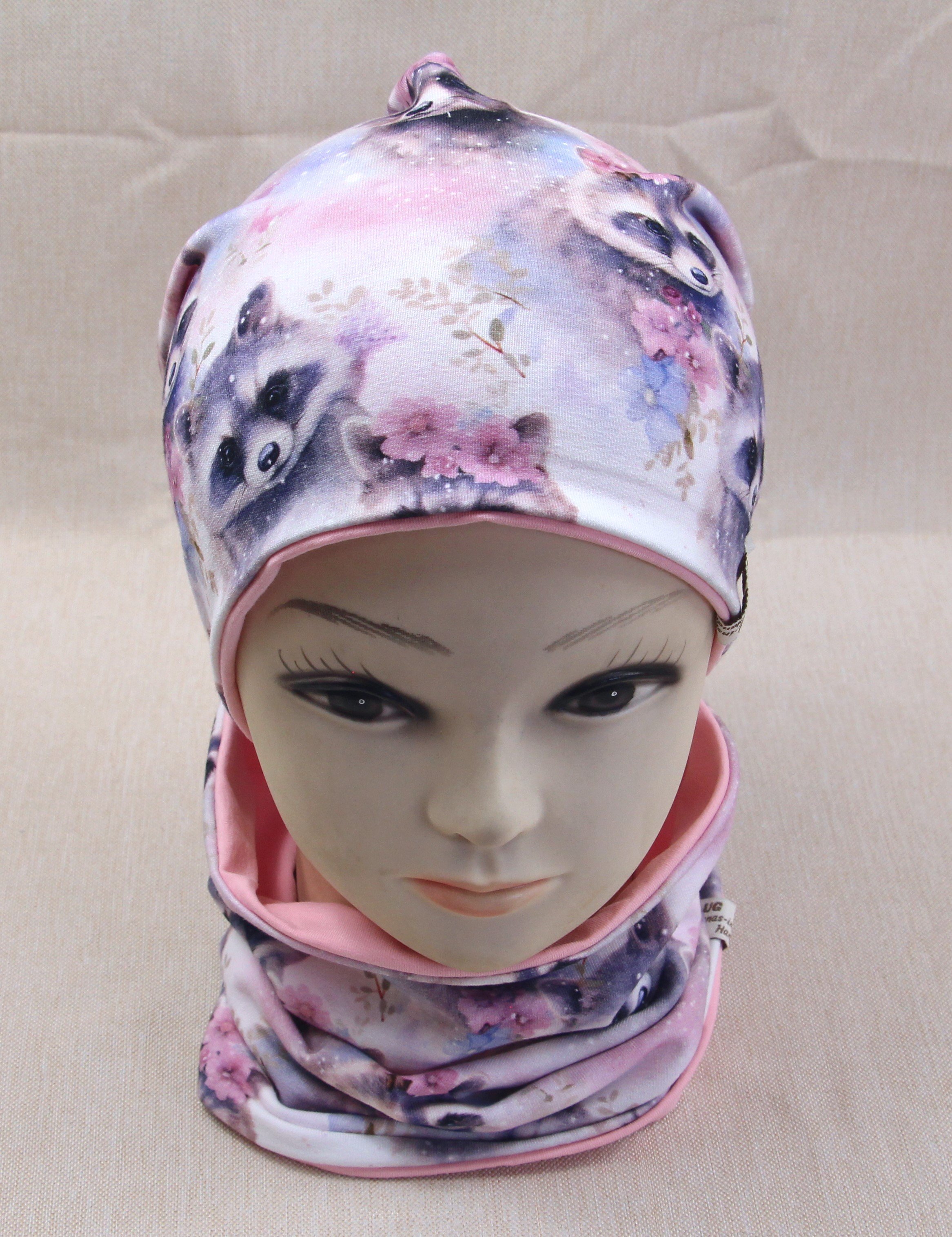 Beanie-Set, süße Waschbärin