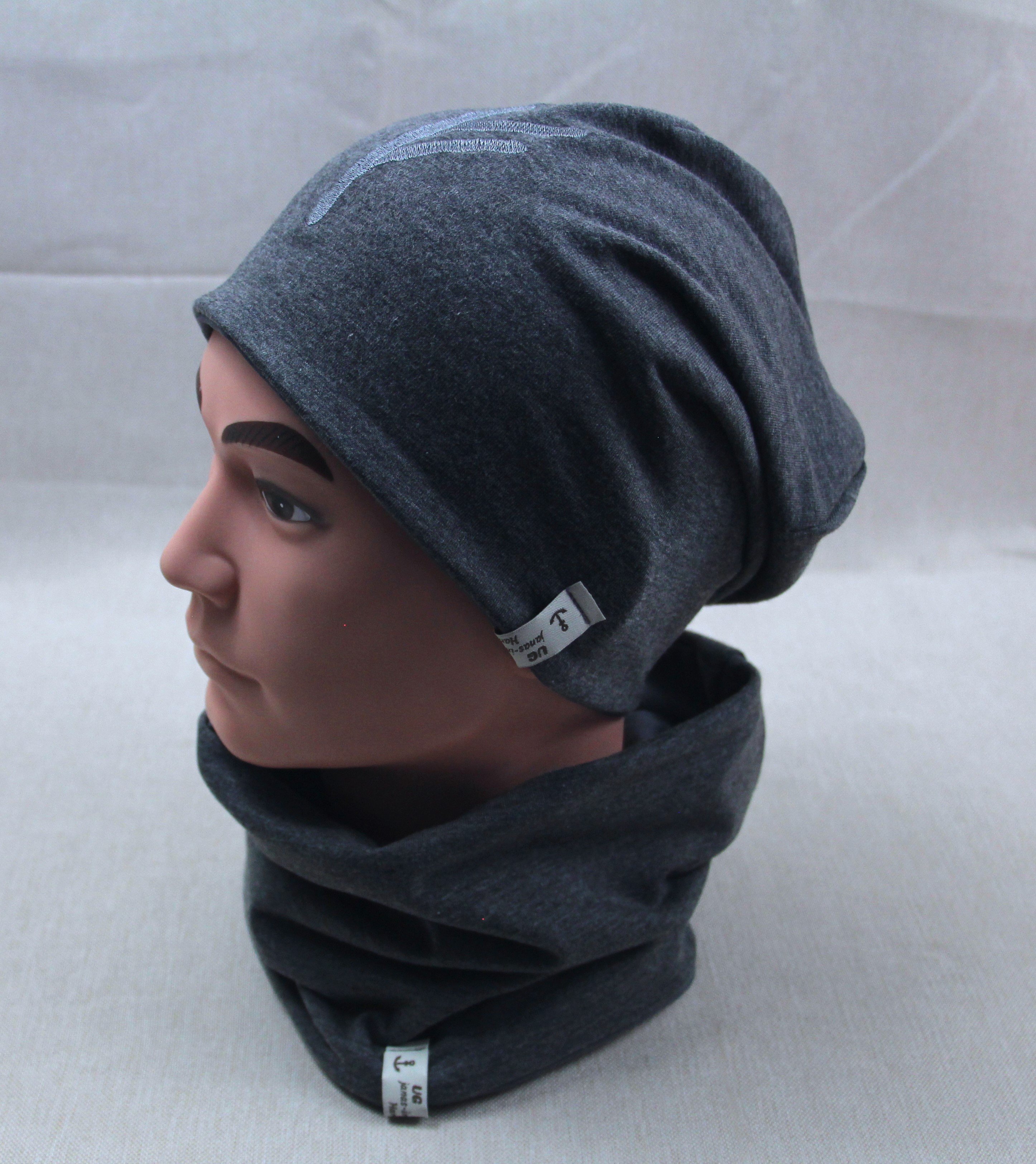 Beanie-Set, Chemomütze, Rune "Fehu", eigenes Stickmotiv