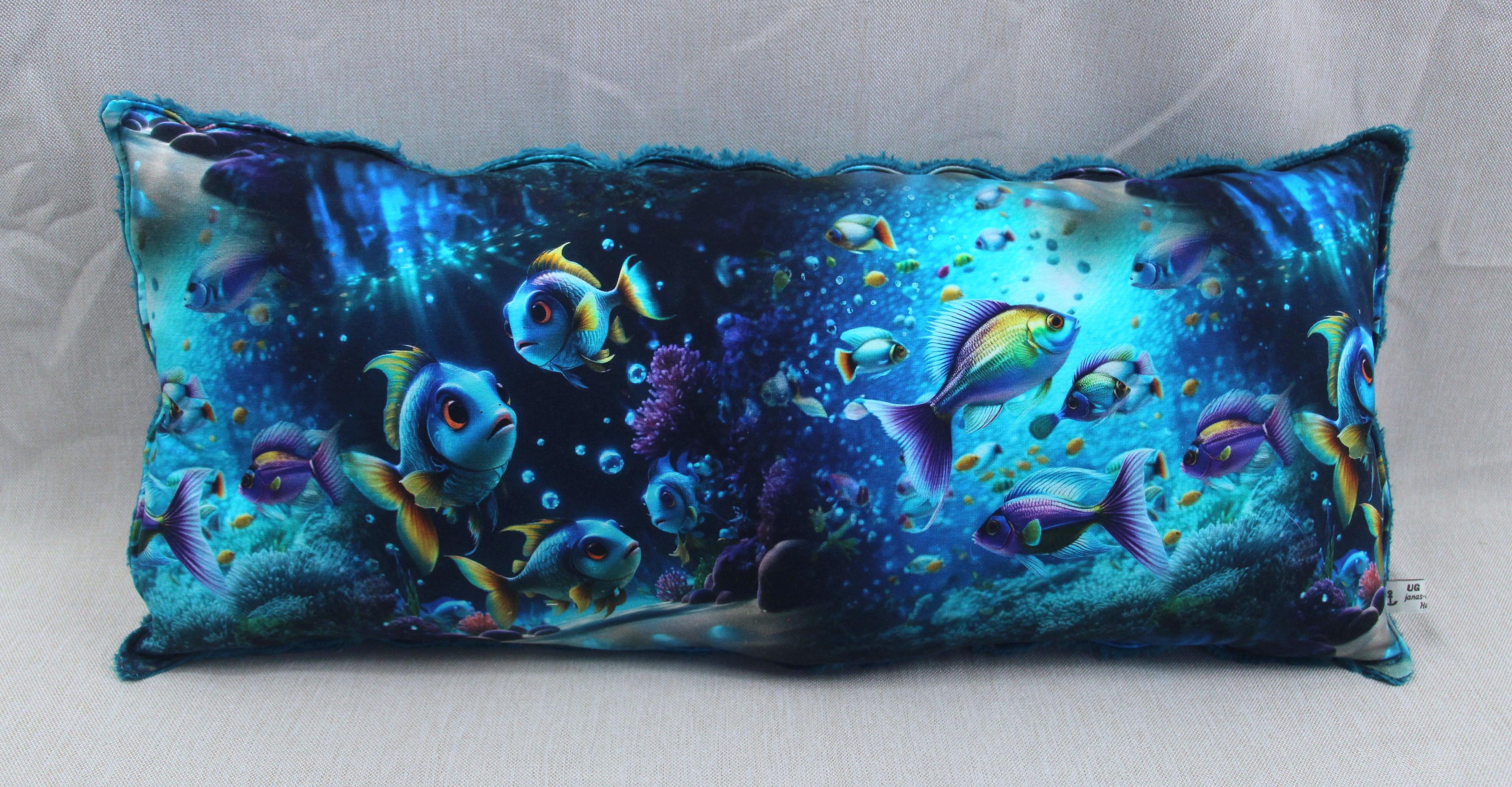 Kuschelkissen, Aquarienfische, türkis, 60x30cm