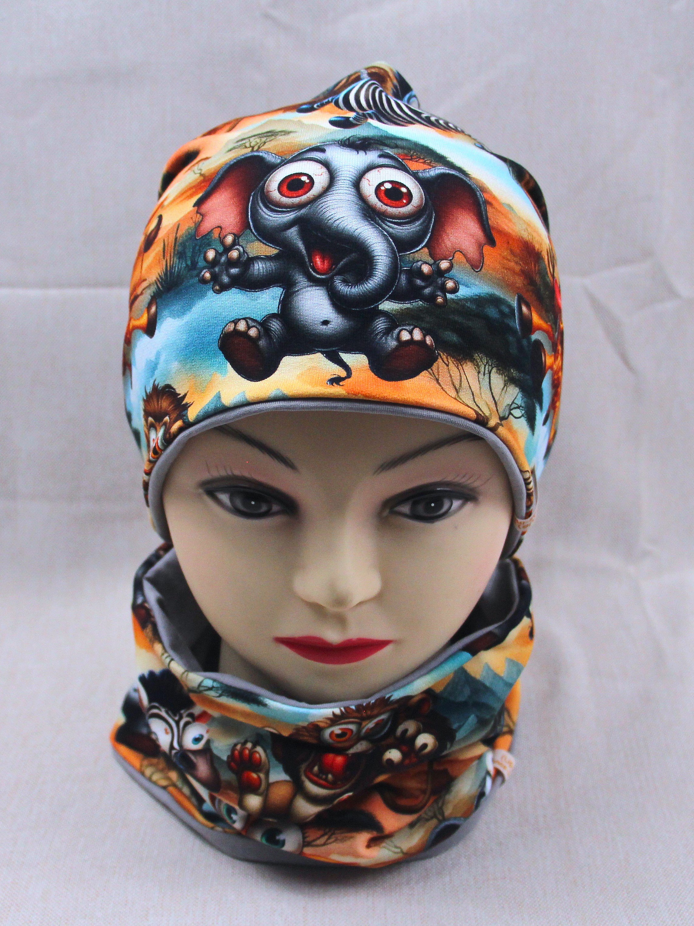 Beanie-Set, verrückte Zootiere