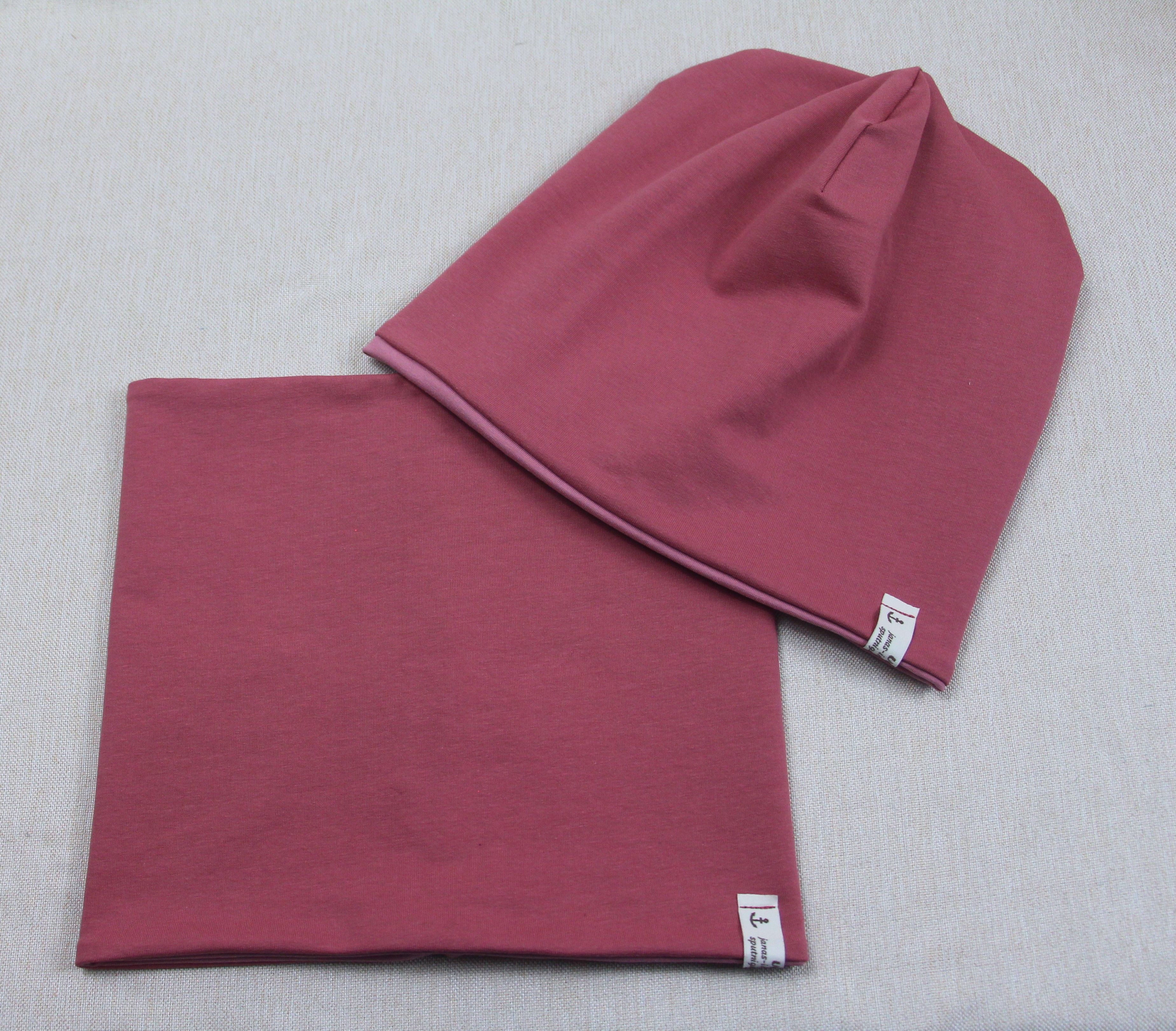 Beanie-Set, Chemomütze, Altrosa