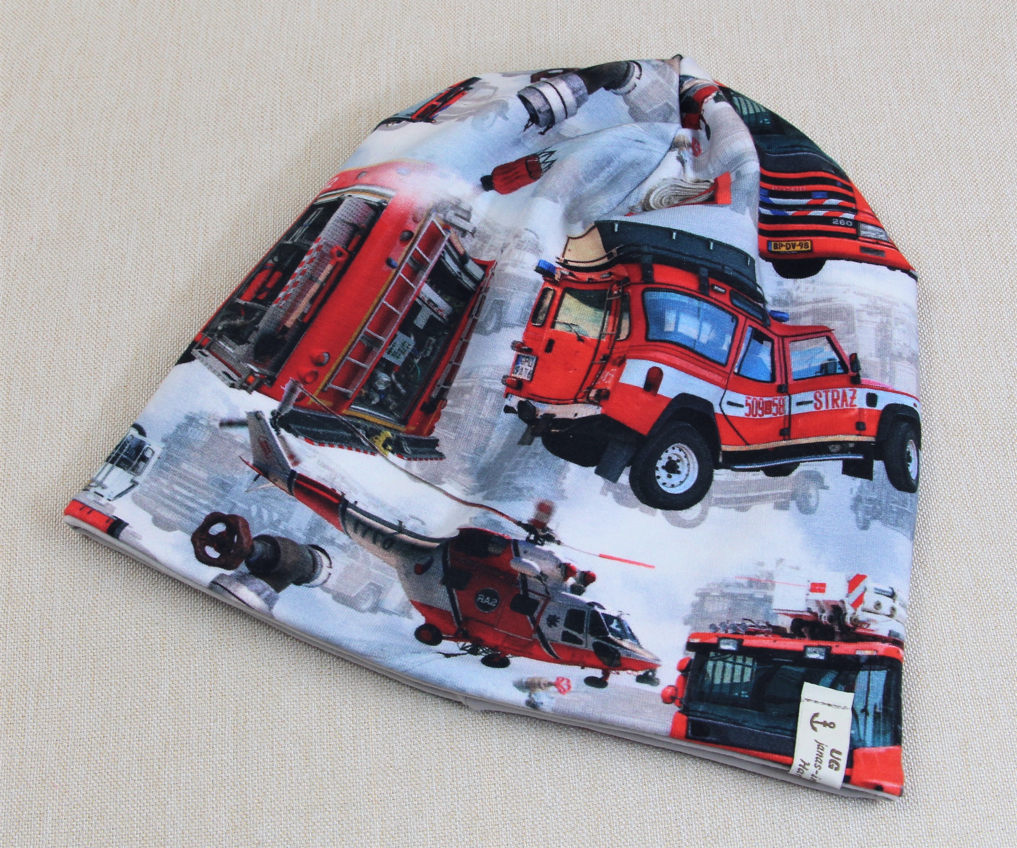 Beanie-Set, Rettungsfahrzeuge, Hubschrauber, Krankenwagen, Feuerwehr