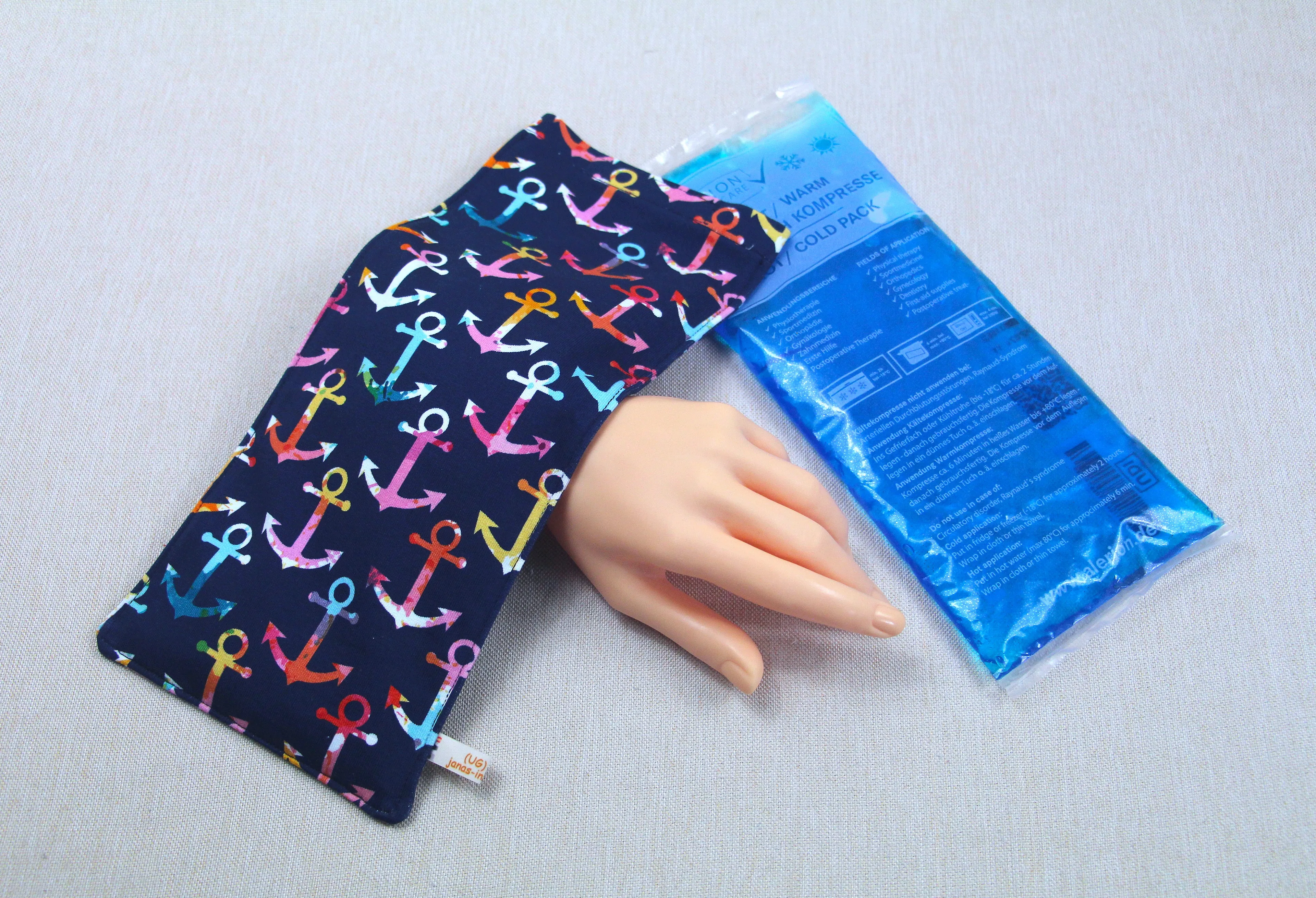 Schutzhülle für Kühl Akku, Anker, Regenbogen, 2 Größen