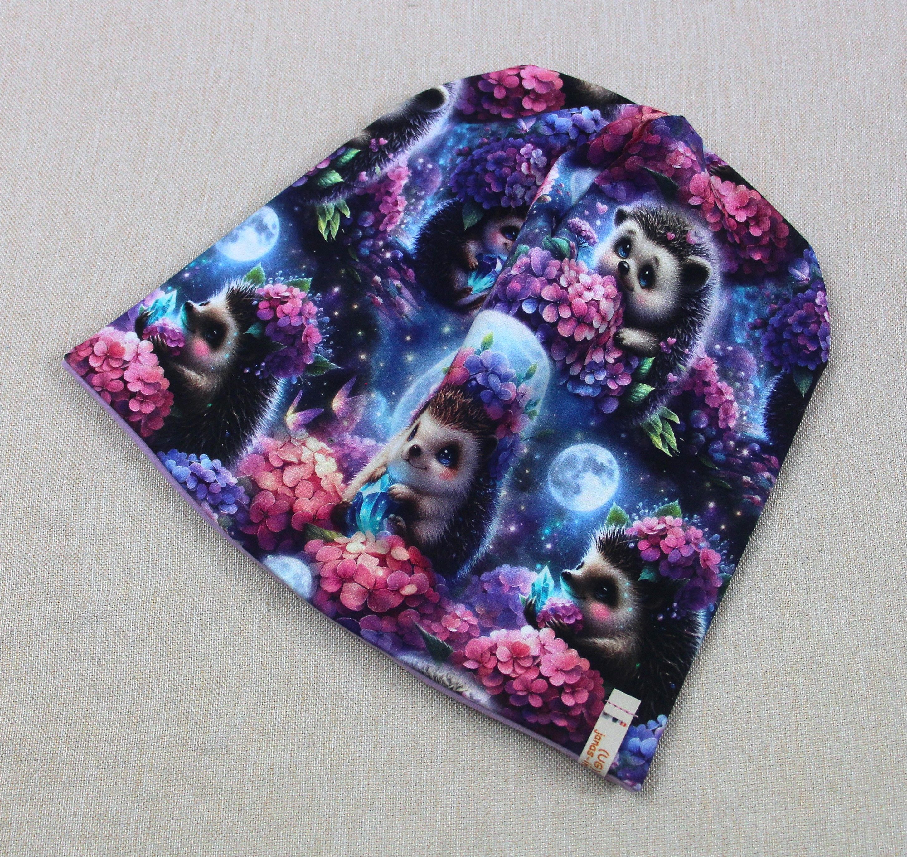 Beanie, Mütze, Igel mit Blumen