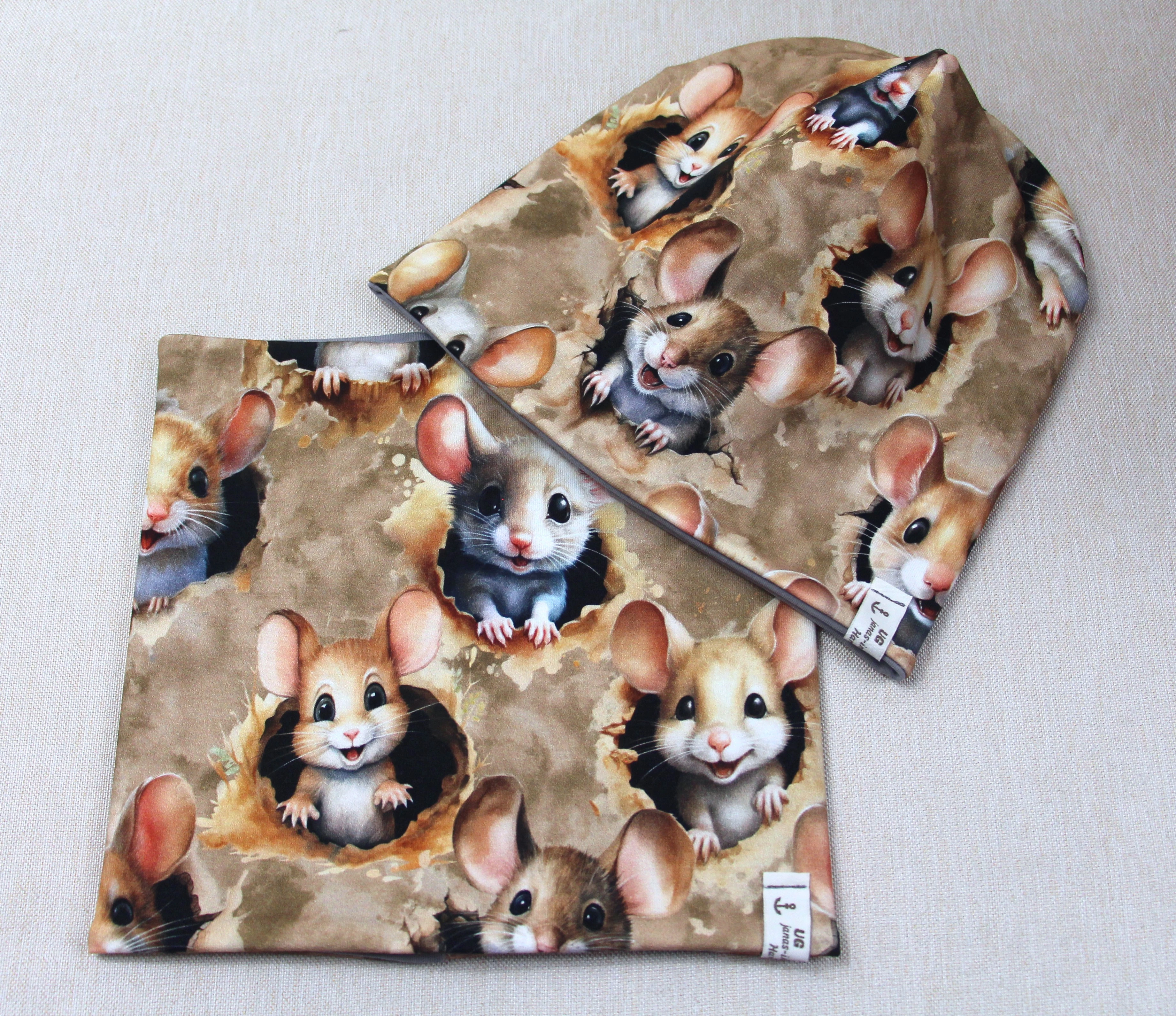 Beanie-Set, Maus mit Hamster