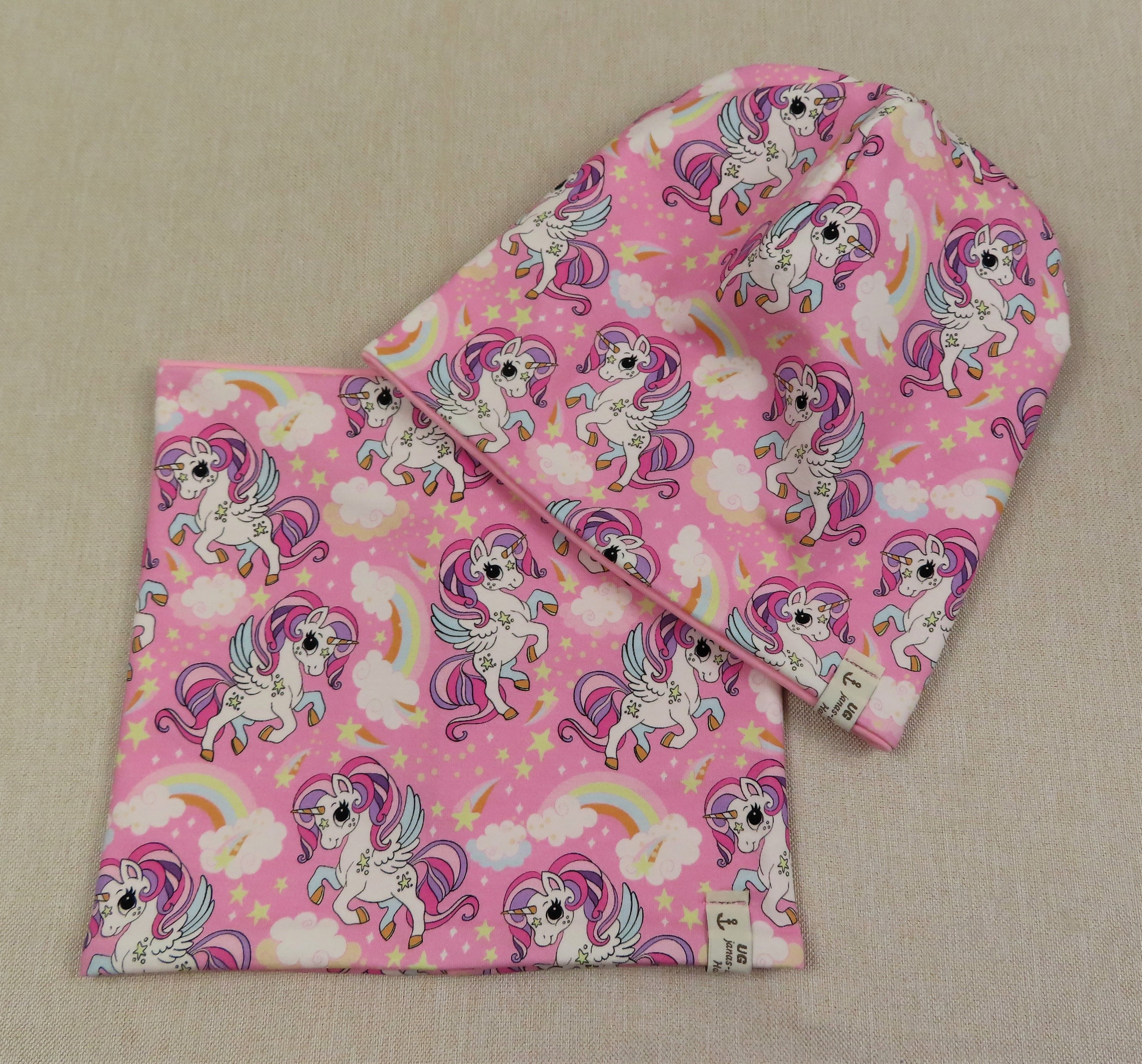 Beanie-Set, Einhorn rosa