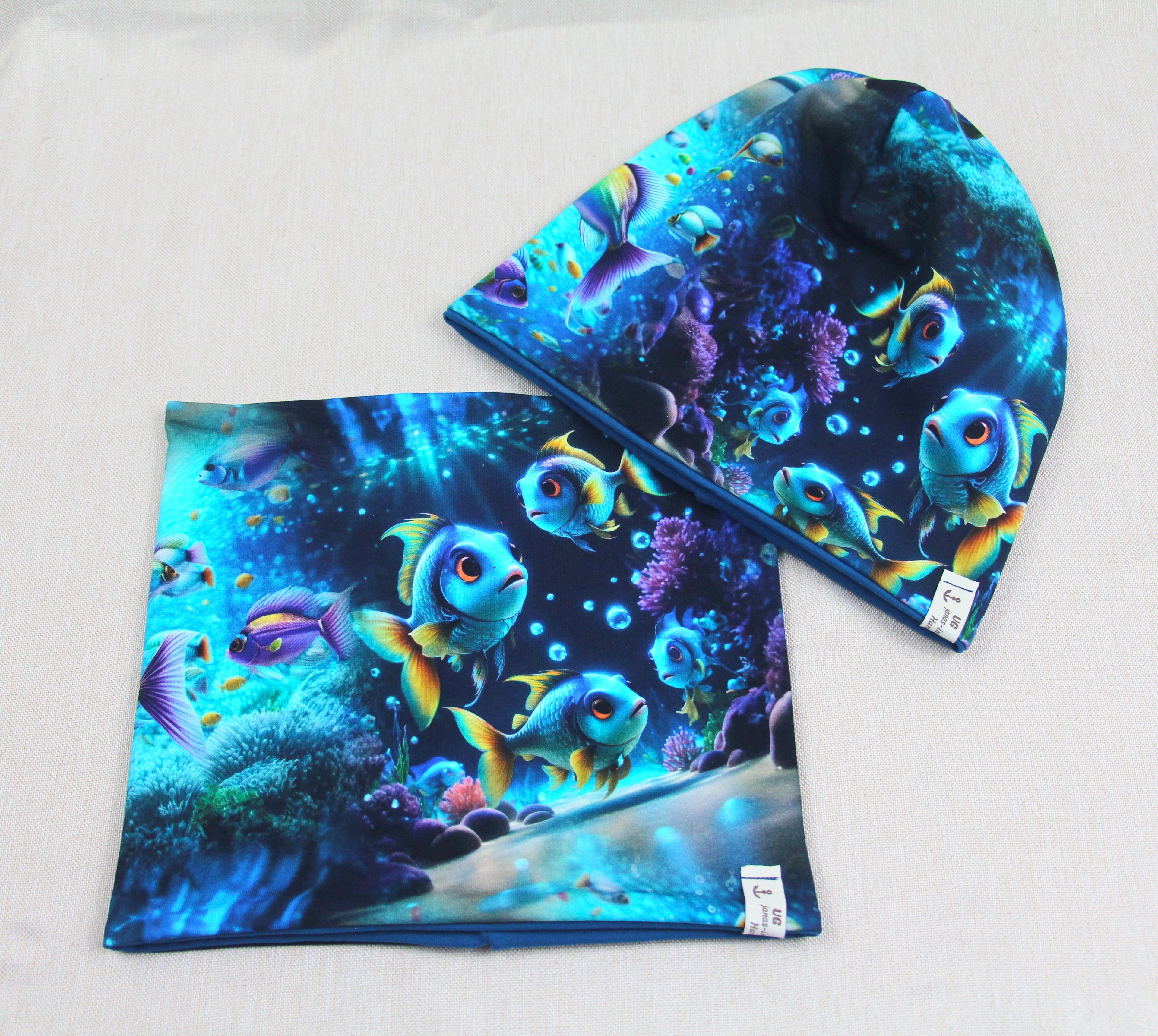 Beanie-Set, Chemomütze, Fische