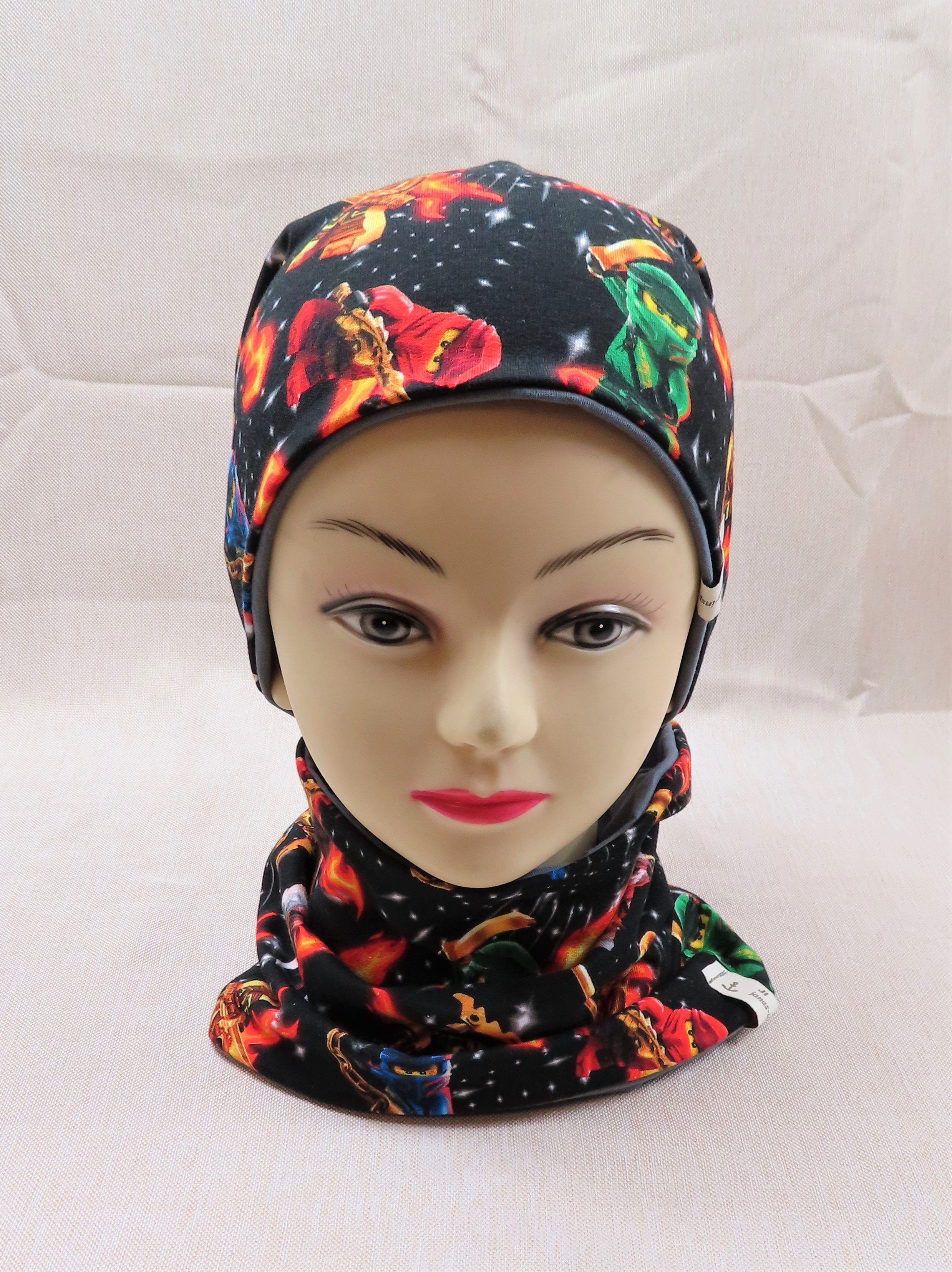 Beanie- Set, Ninja-Kämpfer, schwarz