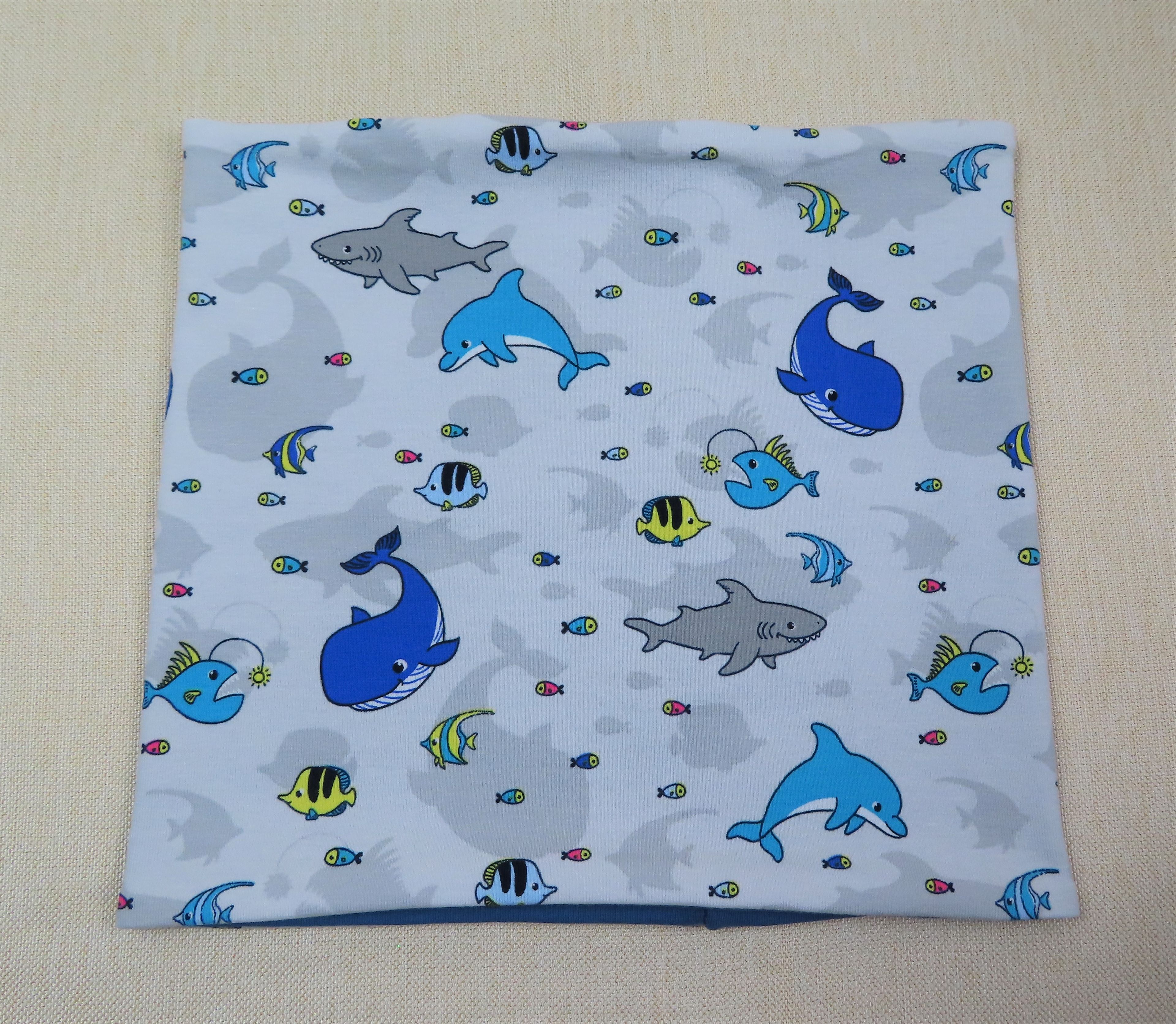 Beanie-Set, Fische, blau