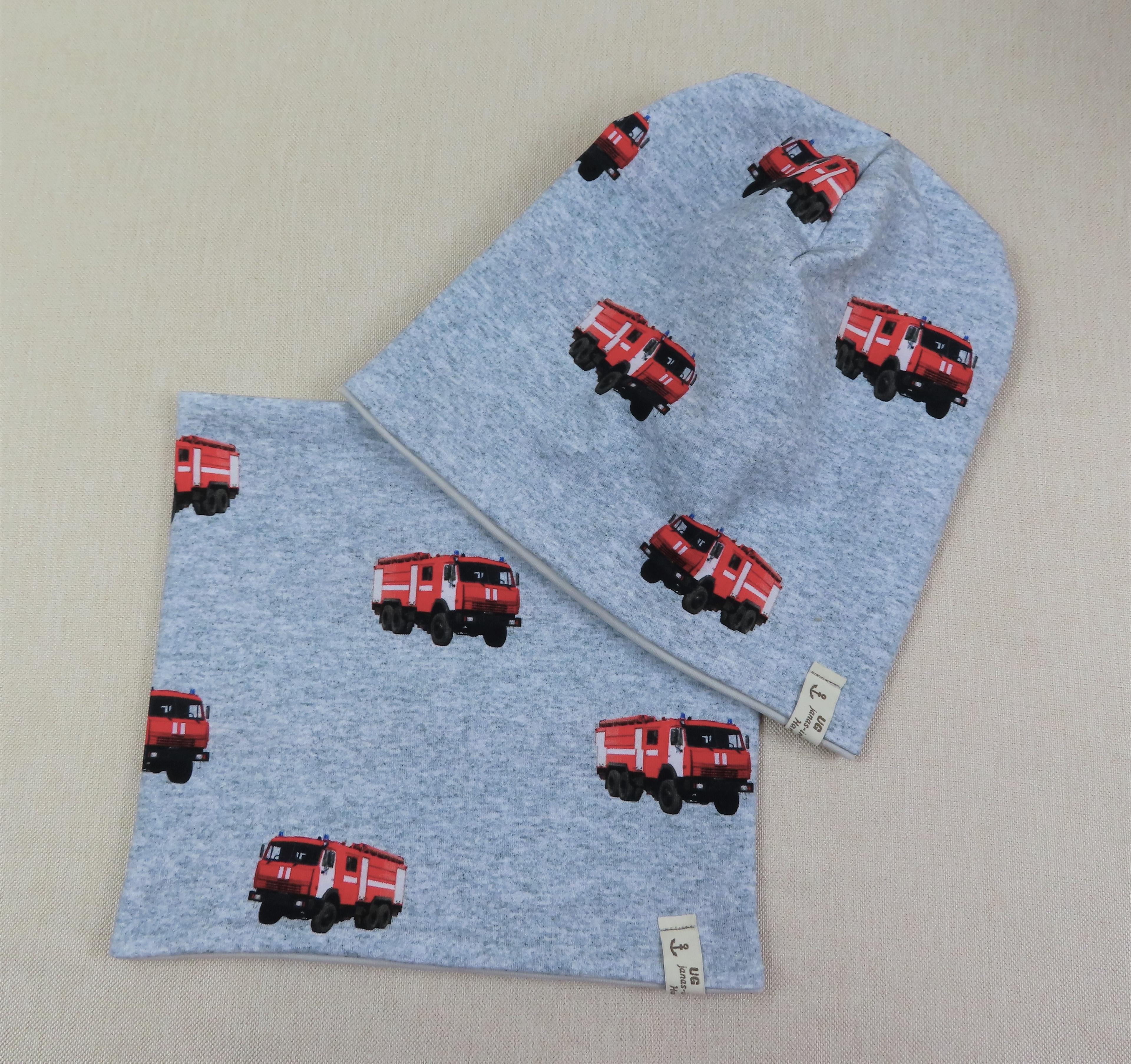 Beanie-Set, Feuerwehr, grau