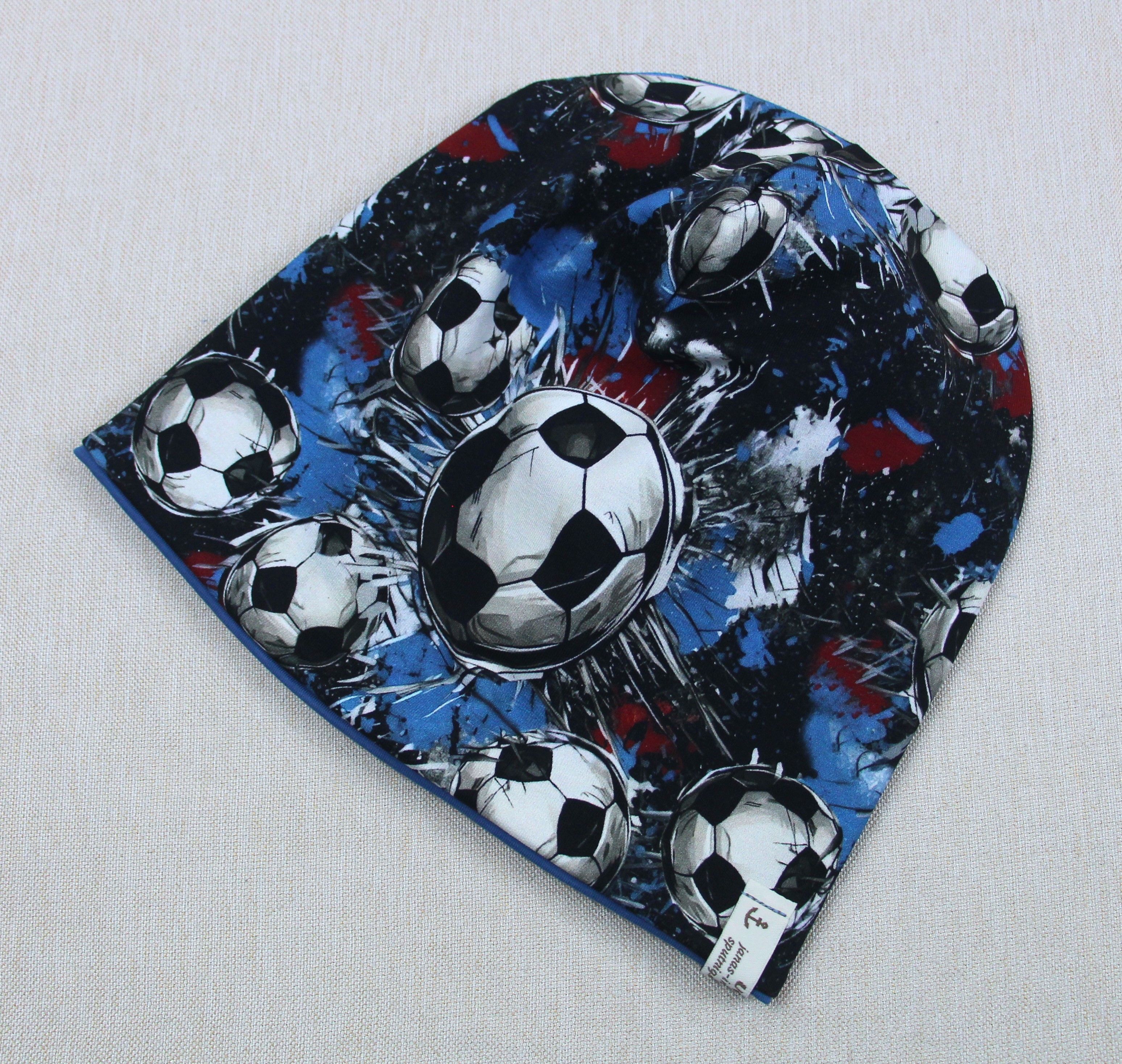 Beanie, Mütze, Fußball, blau