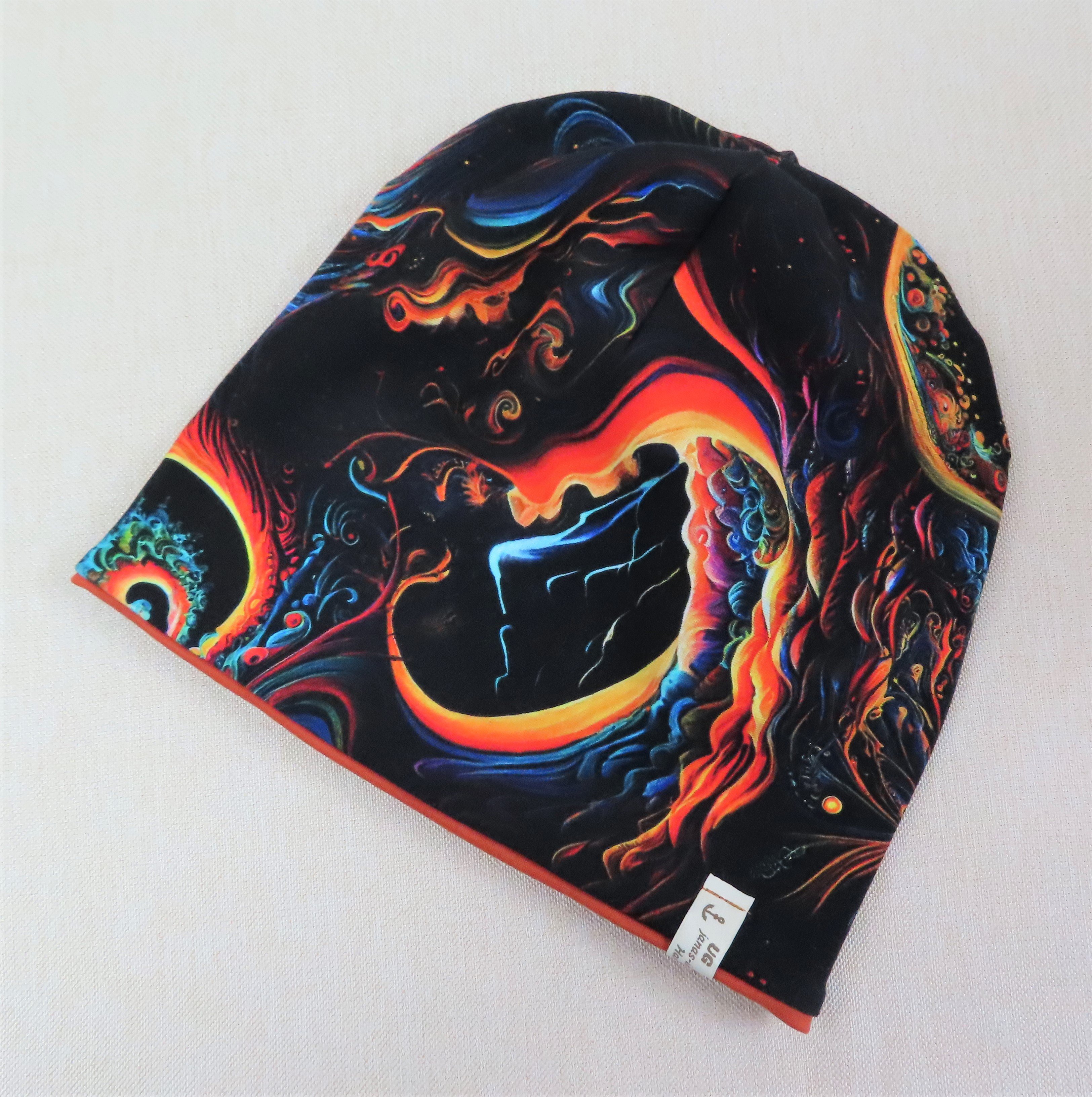 Beanie, Mütze, Chemomütze, fire fractal