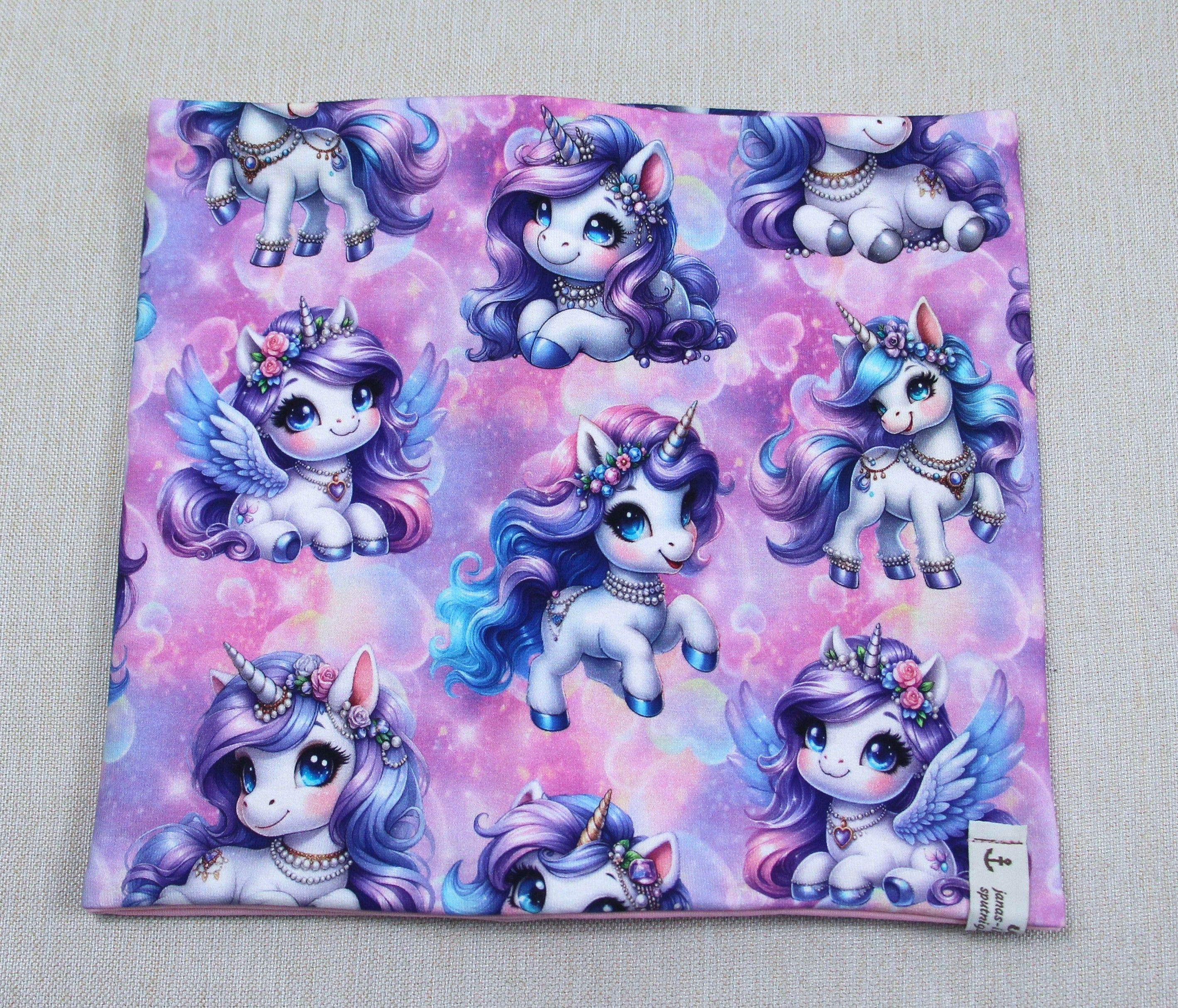 Glitzer-Beanie-Set, Einhorn mit Strasssteine