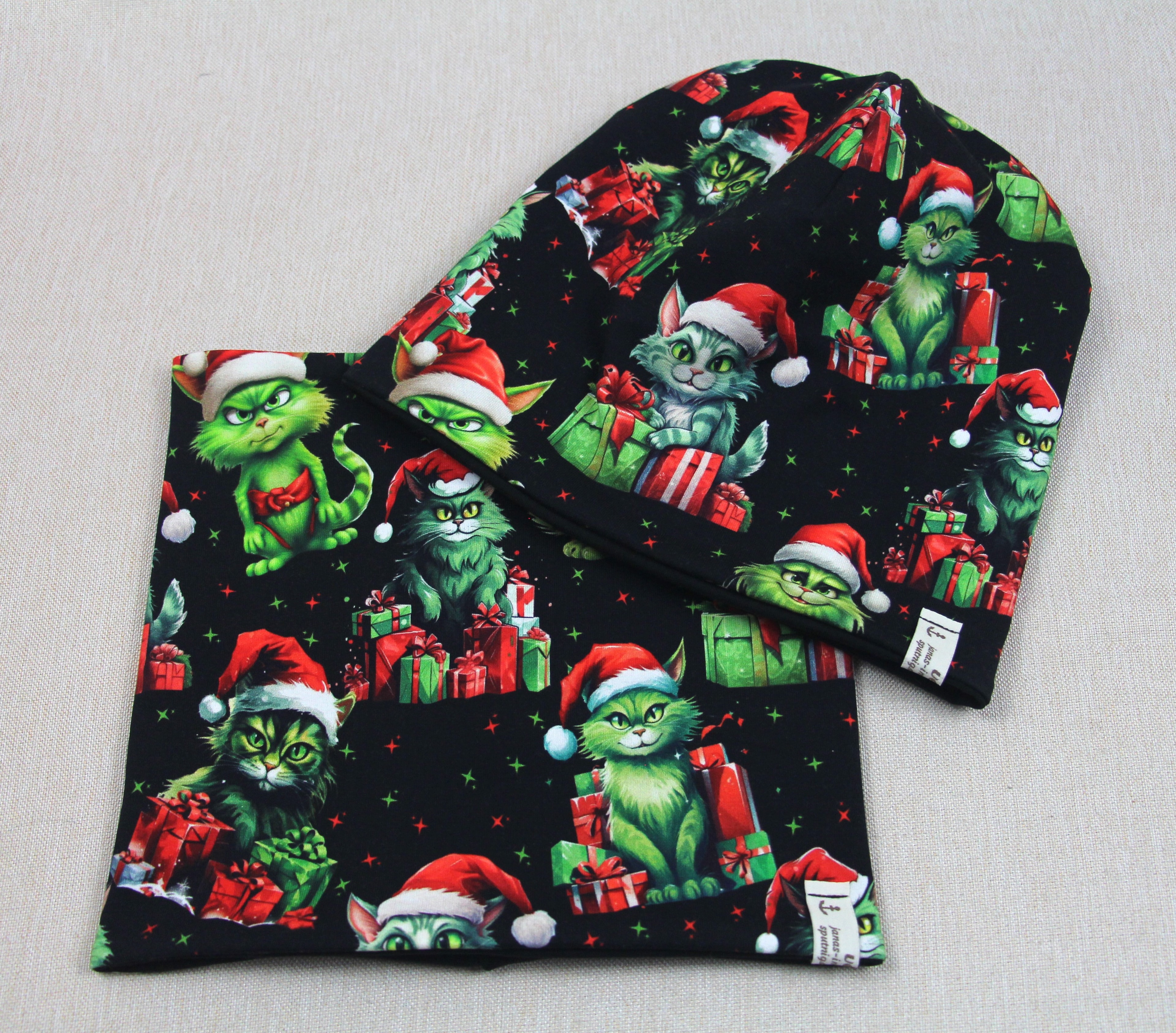 Beanie-Set, Chemomütze, Weihnachtskatze