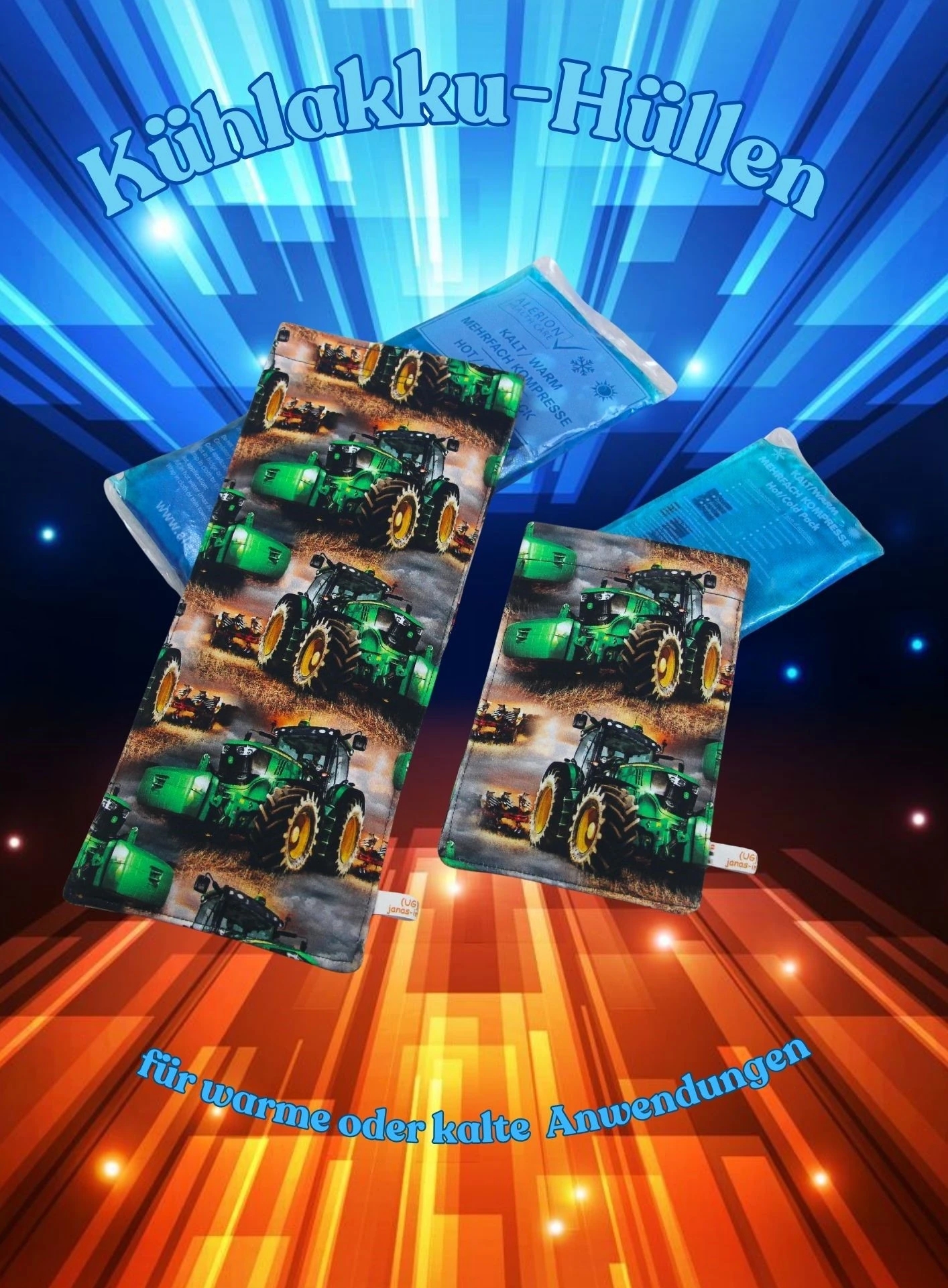 Schutzhülle für Kühl Akku, Traktor grün, 2 Größen