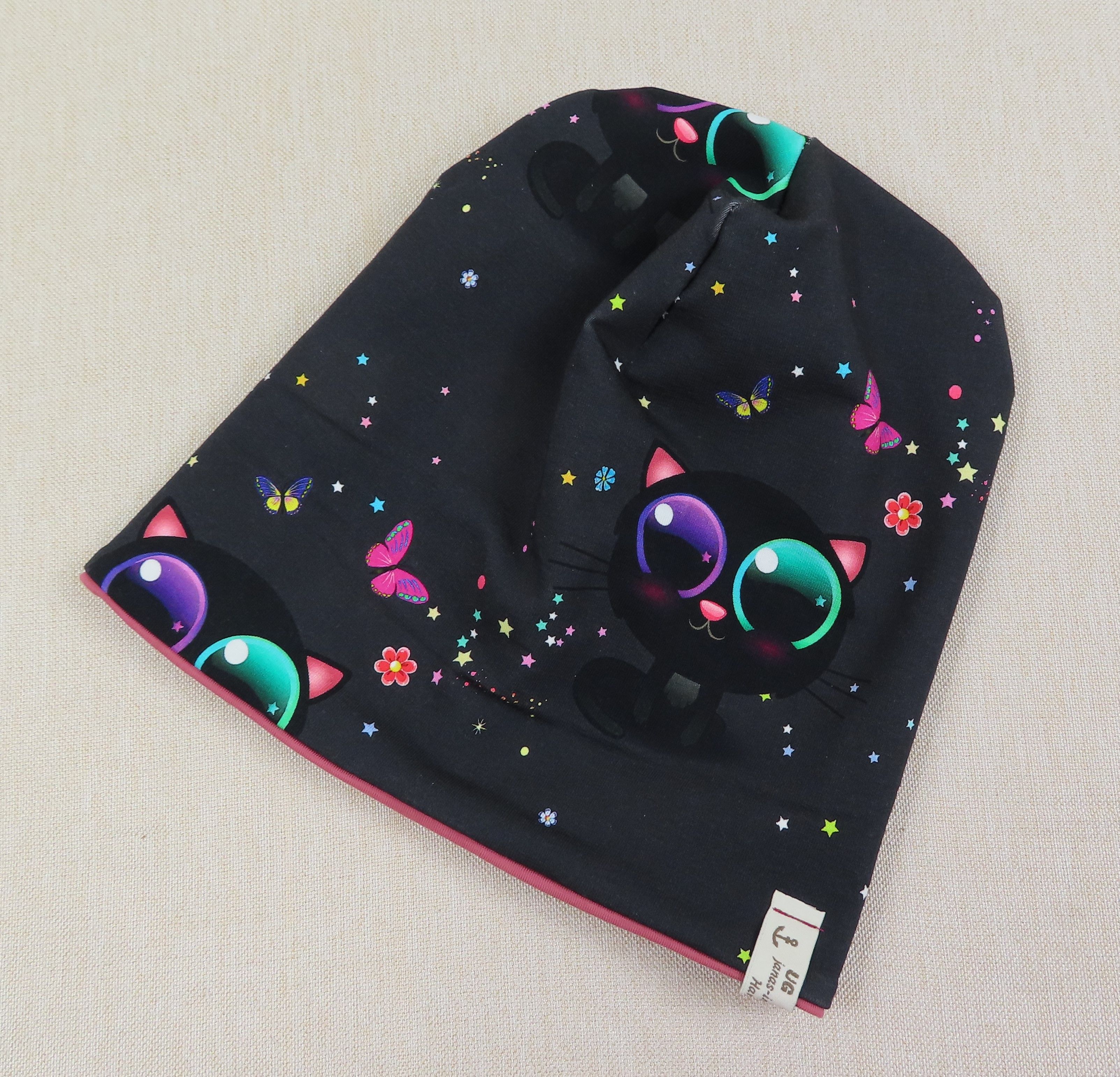 Beanie-Set, Katze mit großen Augen