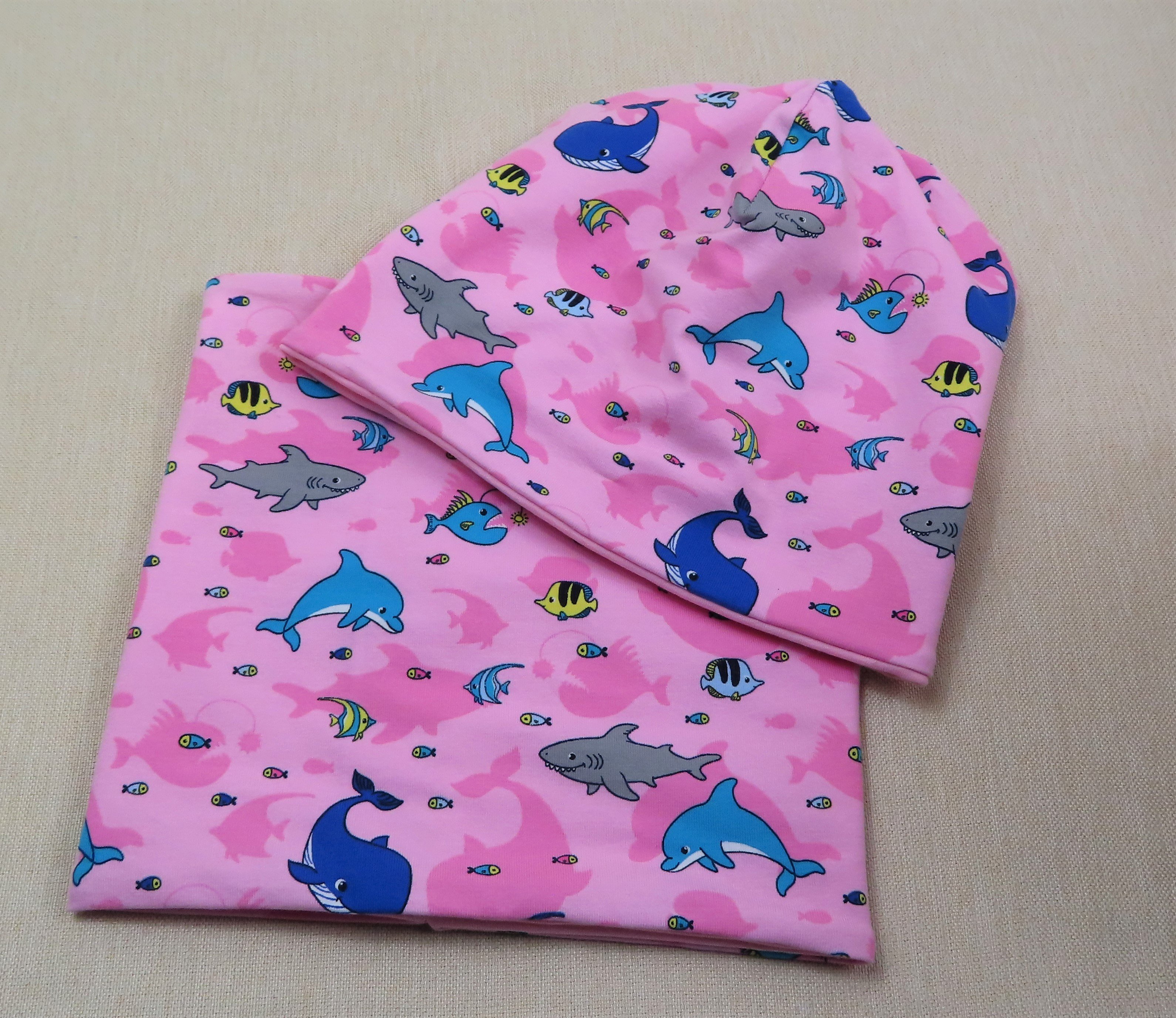 Beanie-Set, Fische, rosa