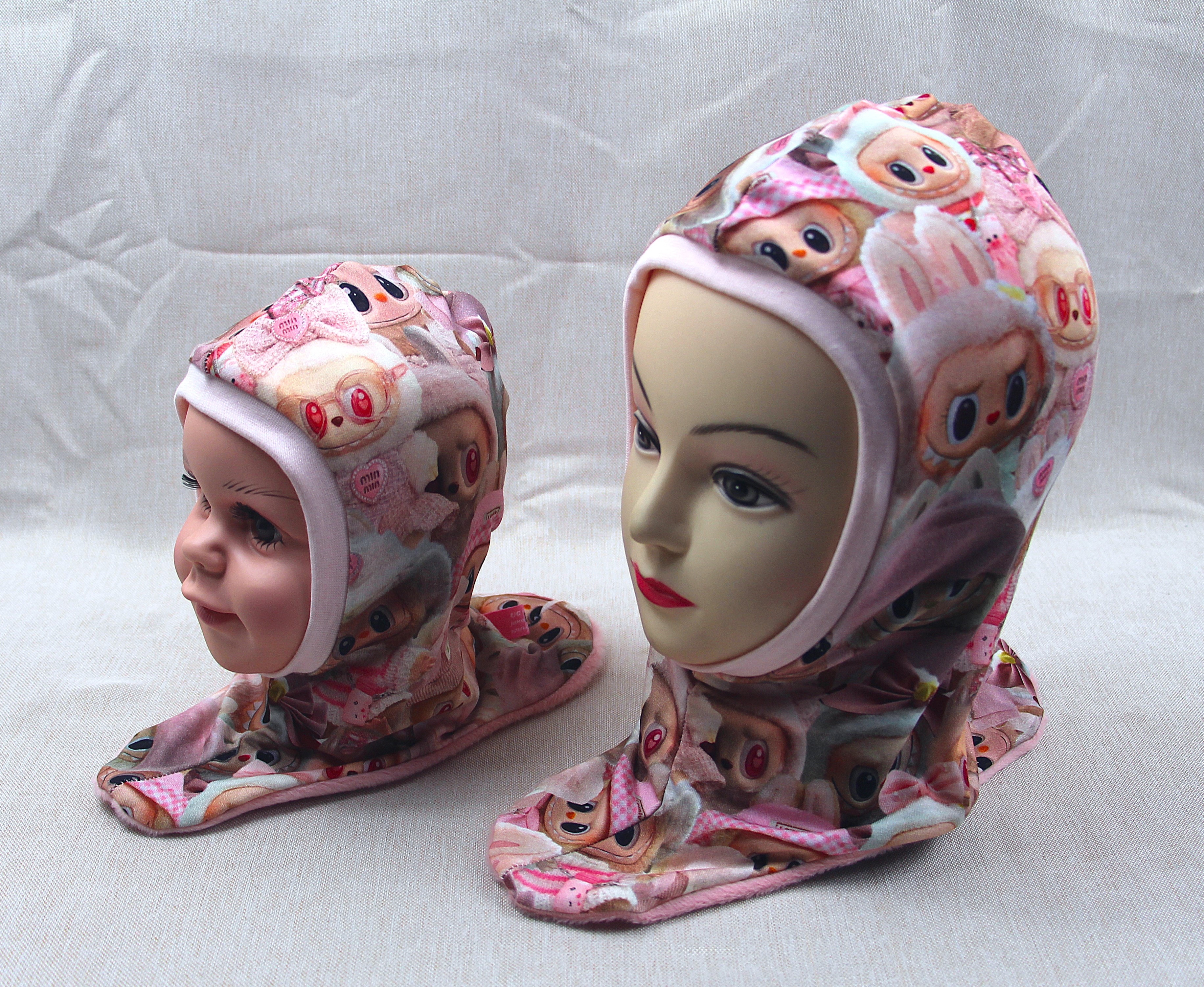 Schlupfmütze, rosa süßes Wintermonster, Wintermütze