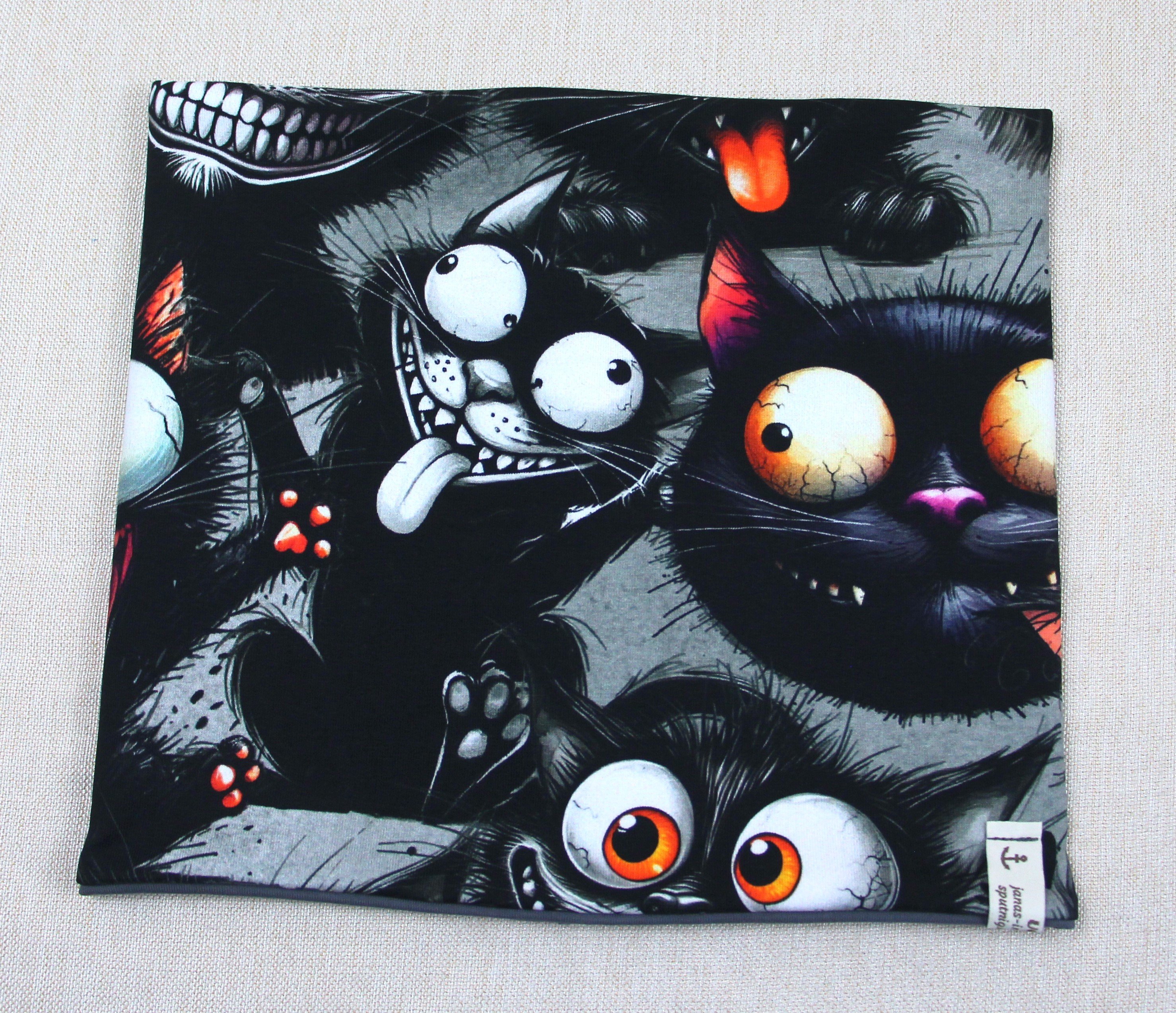 Beanie-Set, Chemomütze, verdrehte Katzen