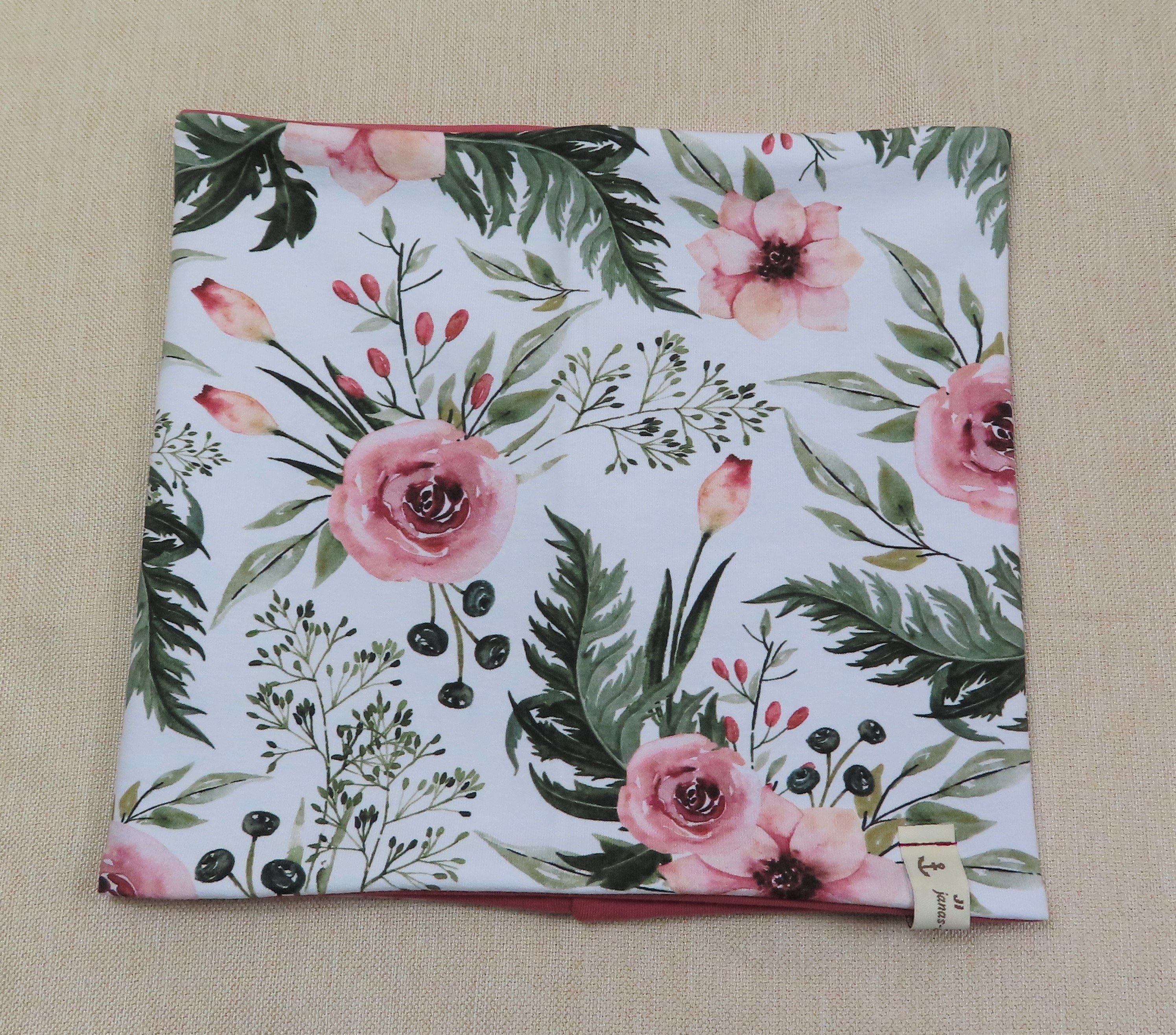Beanie-Set, Blumen rosa