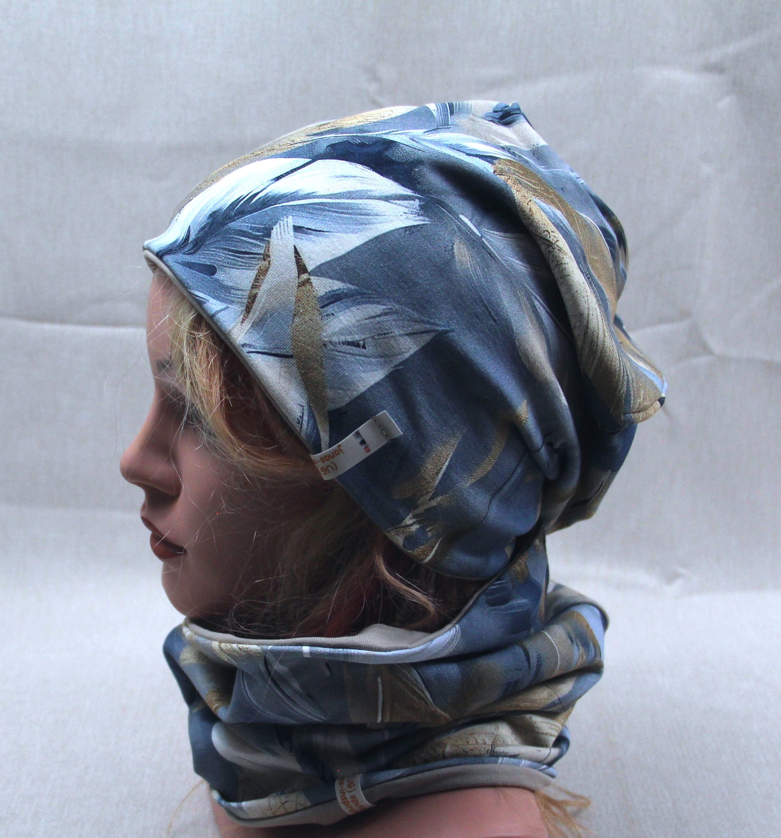 Beanie-Set, Chemomütze, Federn